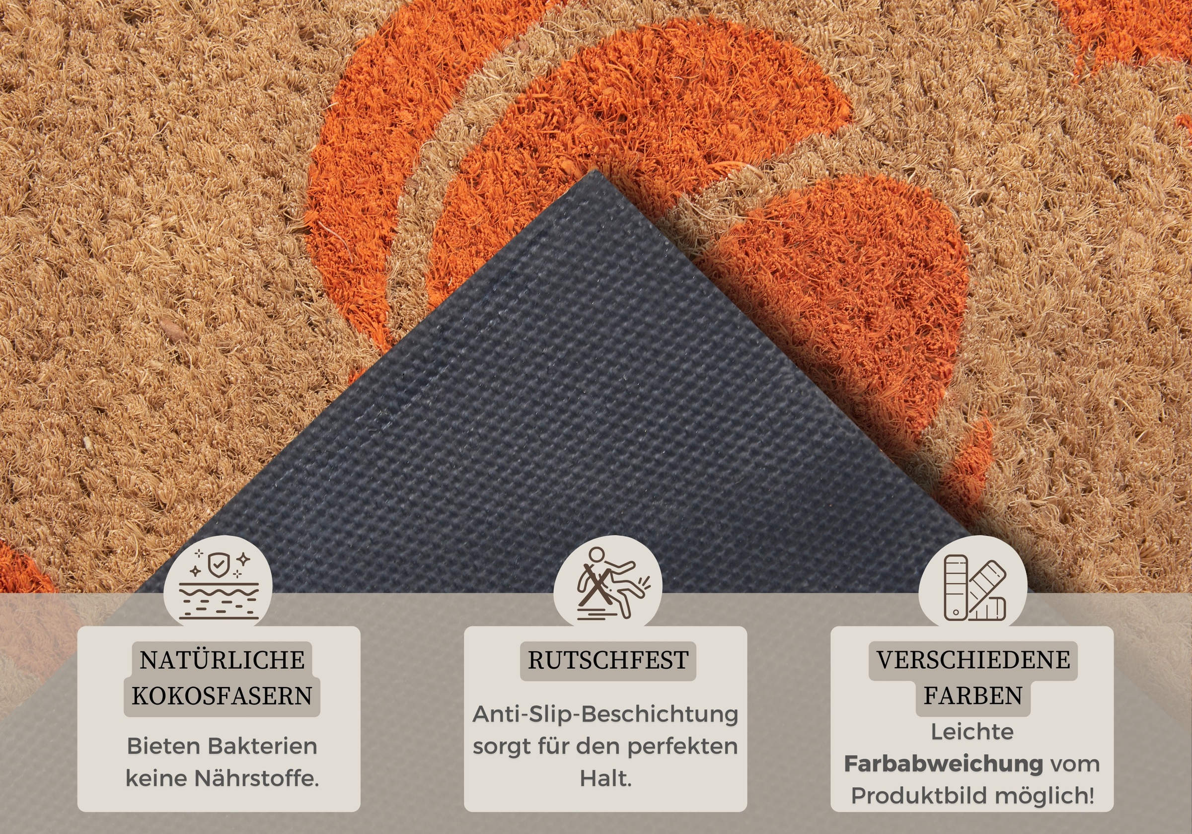 HANSE Home Tapis de sol »Mix Mats  Kokos Pumpkins, Türmatte« Rectangulaire 15 mm Höhe Kokos, Schmutzfangmatte, Outdoor, Rutschfest, Innen, Kokosmatte, Flur