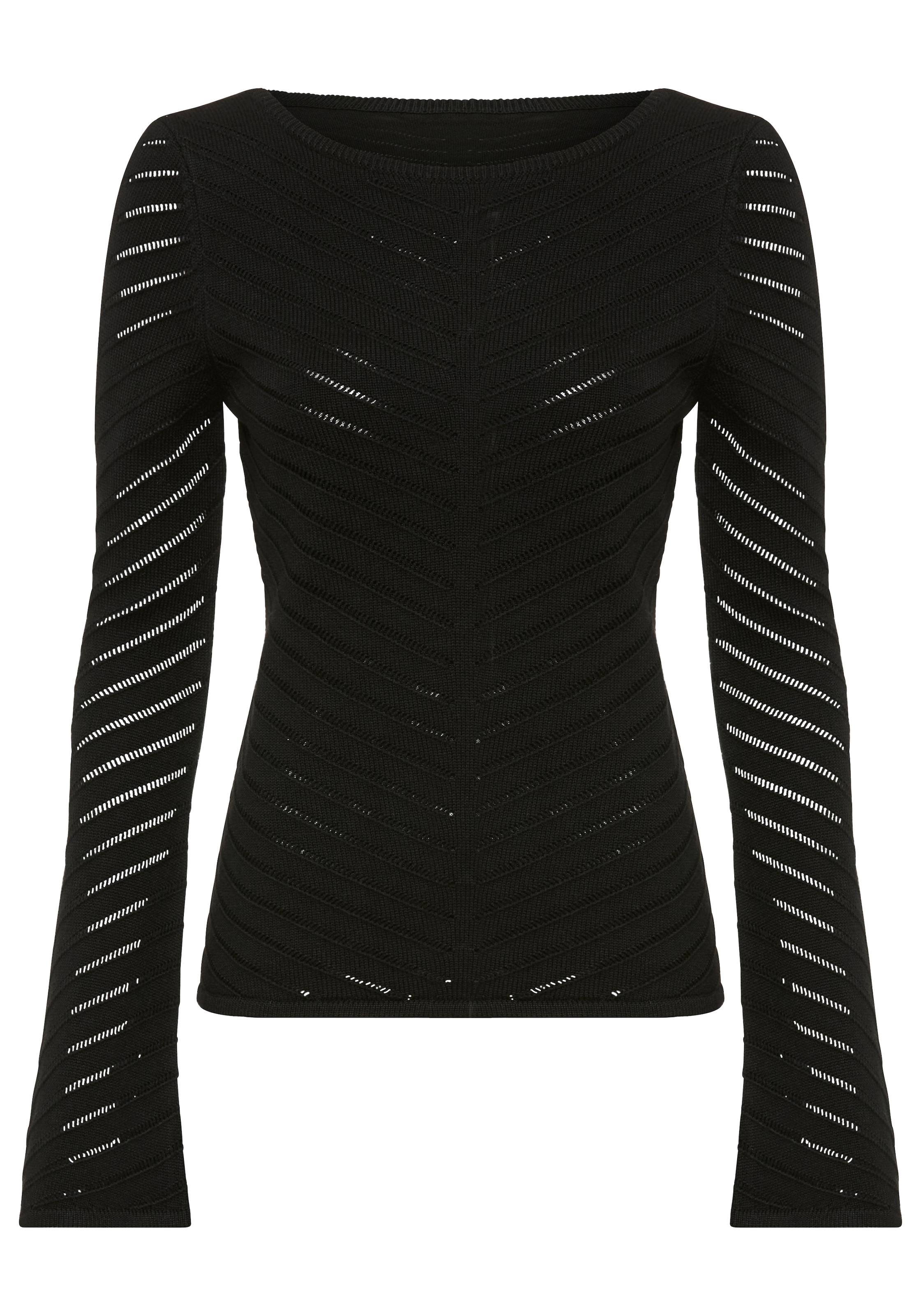 BOSS ORANGE Pull en tricot »Falonina Premium Damenmode« mit feinem Lochstrickmuster in Zick-Zack Struktur