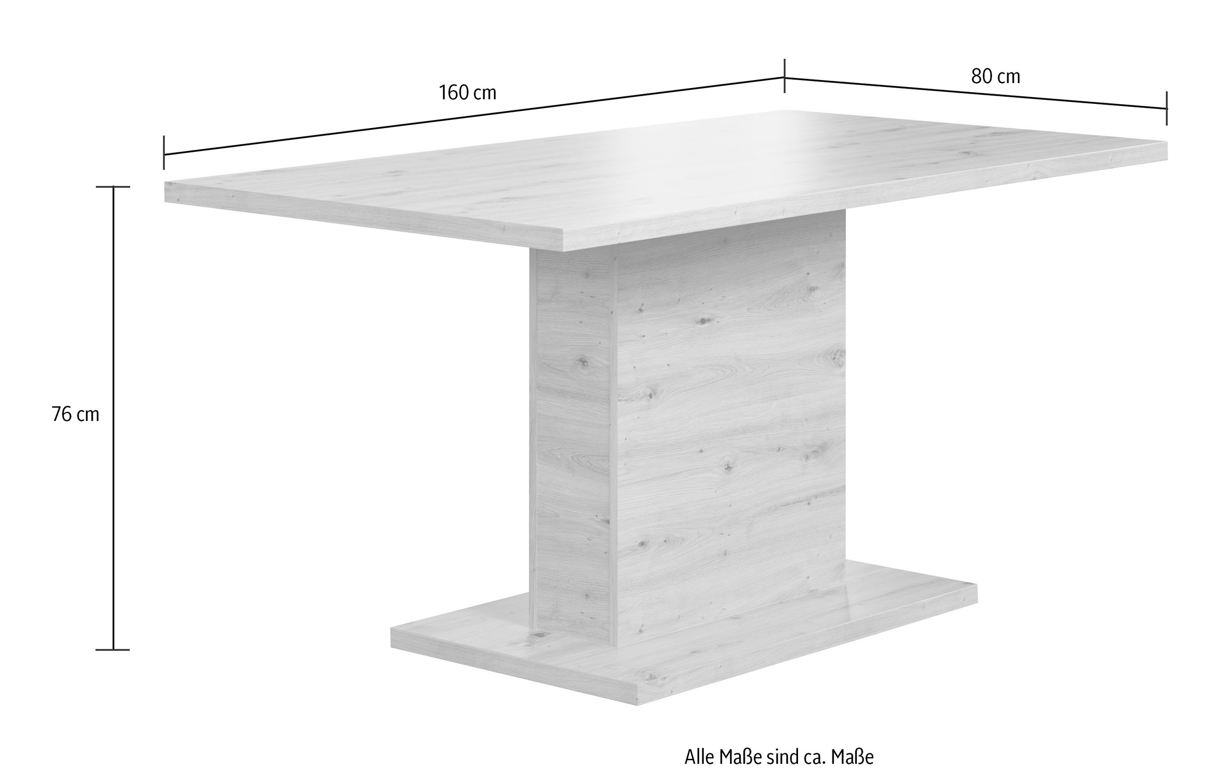 Home affaire Table de salle à manger »Ambres« Säulen-Esstisch - (B/T/H) 160/80/76 cm