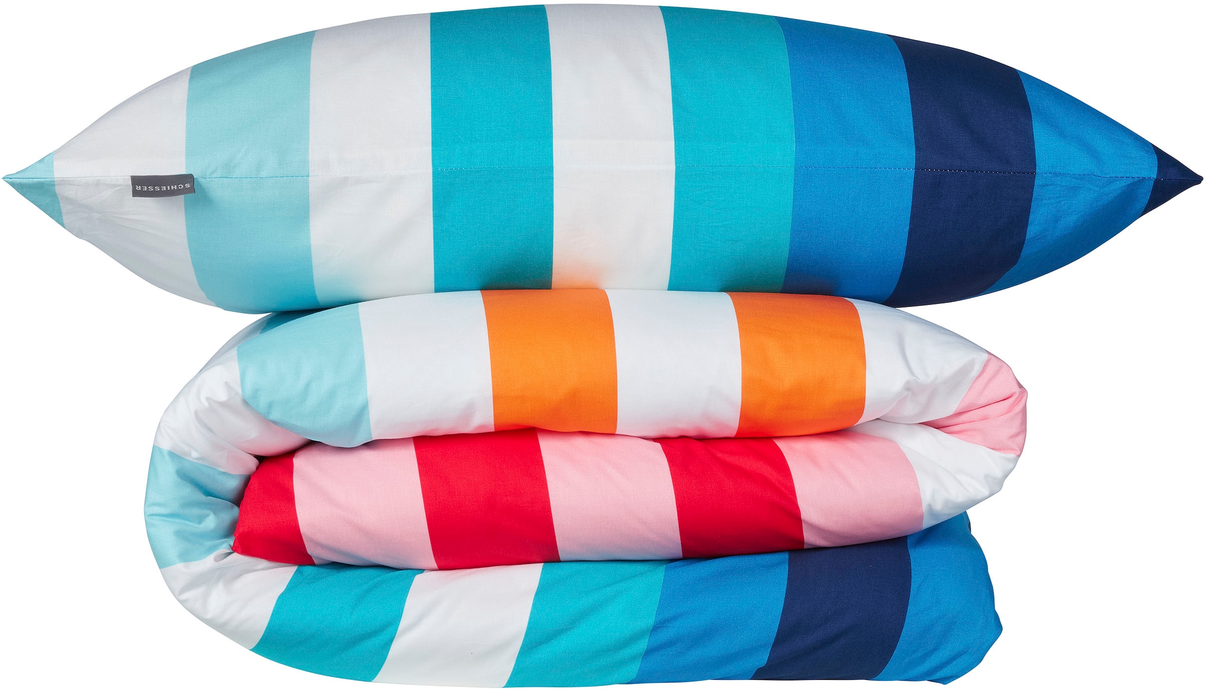 Schiesser Linge de lit »Happy Stripe aus weicher Baumwolle und jeder Menge bunter Streifen« 2 cuis MADE IN GREEN by OEKO-TEX®