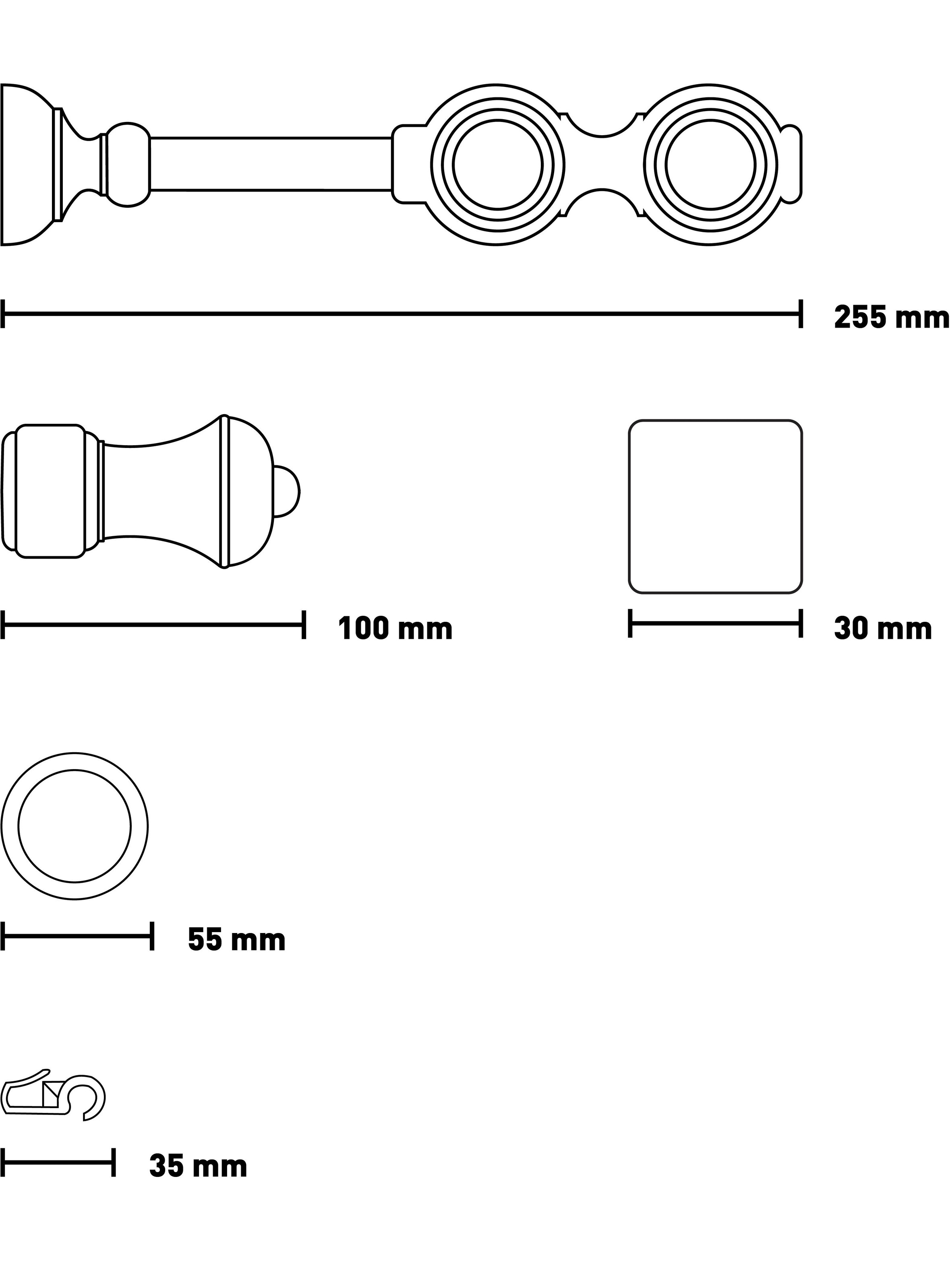 SN DECO GROUP Gardinenstange »Ares« 2 läufig-läufig Fixmass 28 mm, Holz, verschiedene Längen und Farben, Komplettset