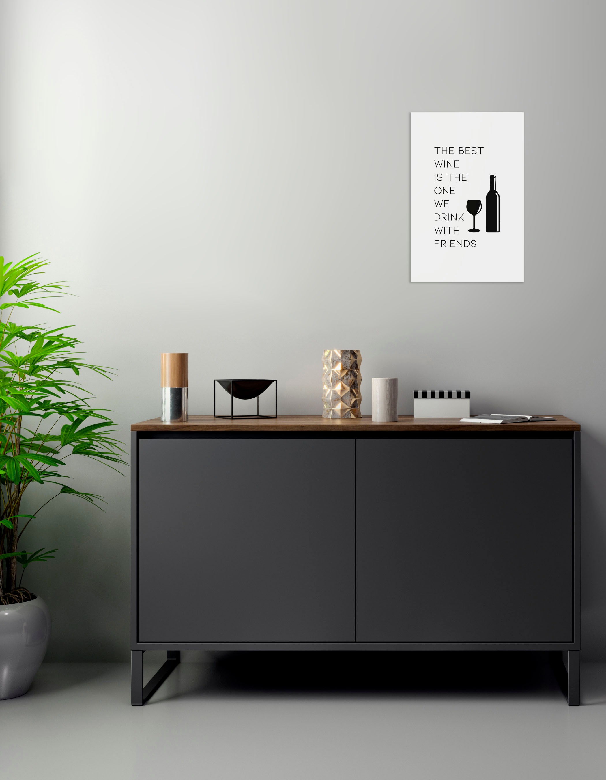 queence Wanddekoobjekt »Wine« Stahlschild, Blechschild, Spruch, Witzig, Wanddeko, retro, 20x30cm