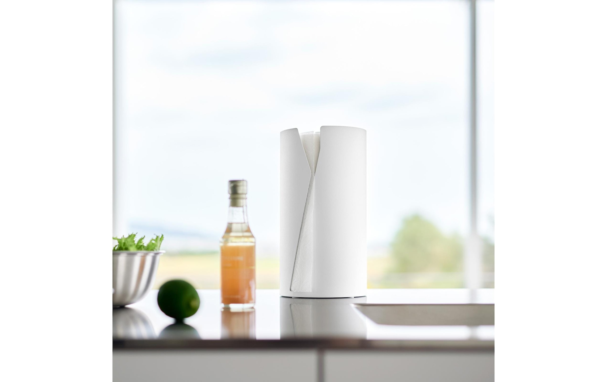 Yamazaki Küchenrollenhalter »Tower 16 x 16 x 30.2 cm« Runder Küchenrollenhalter aus Stahl mit beschwerter Basis