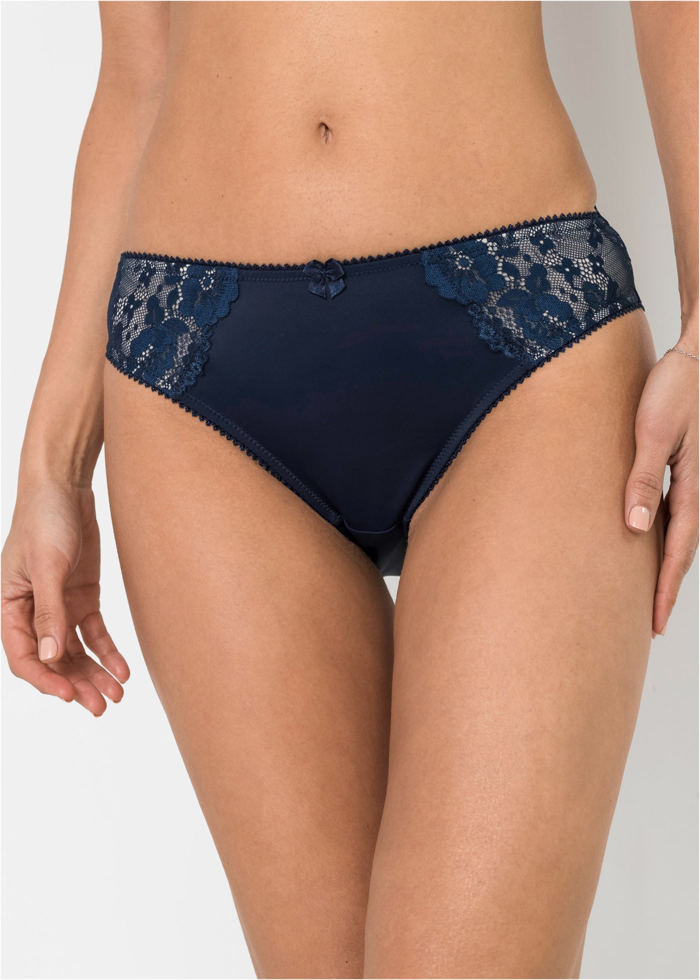bonprix Slip Paquet, 2 cuis coupe classique, dentelle florale délicate, lot de 2