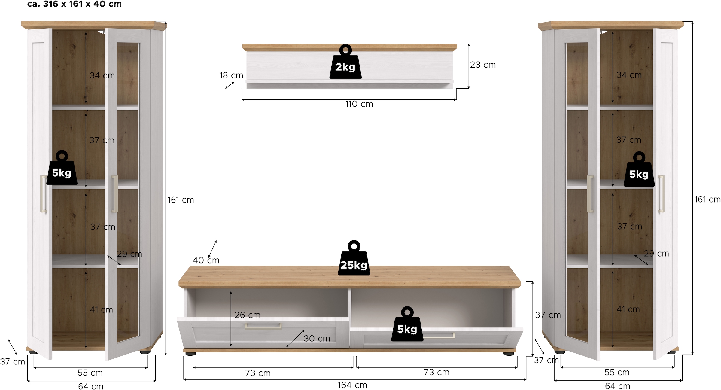 Home affaire Meuble mural »Cosenza« Set, 4 cuis tlg.