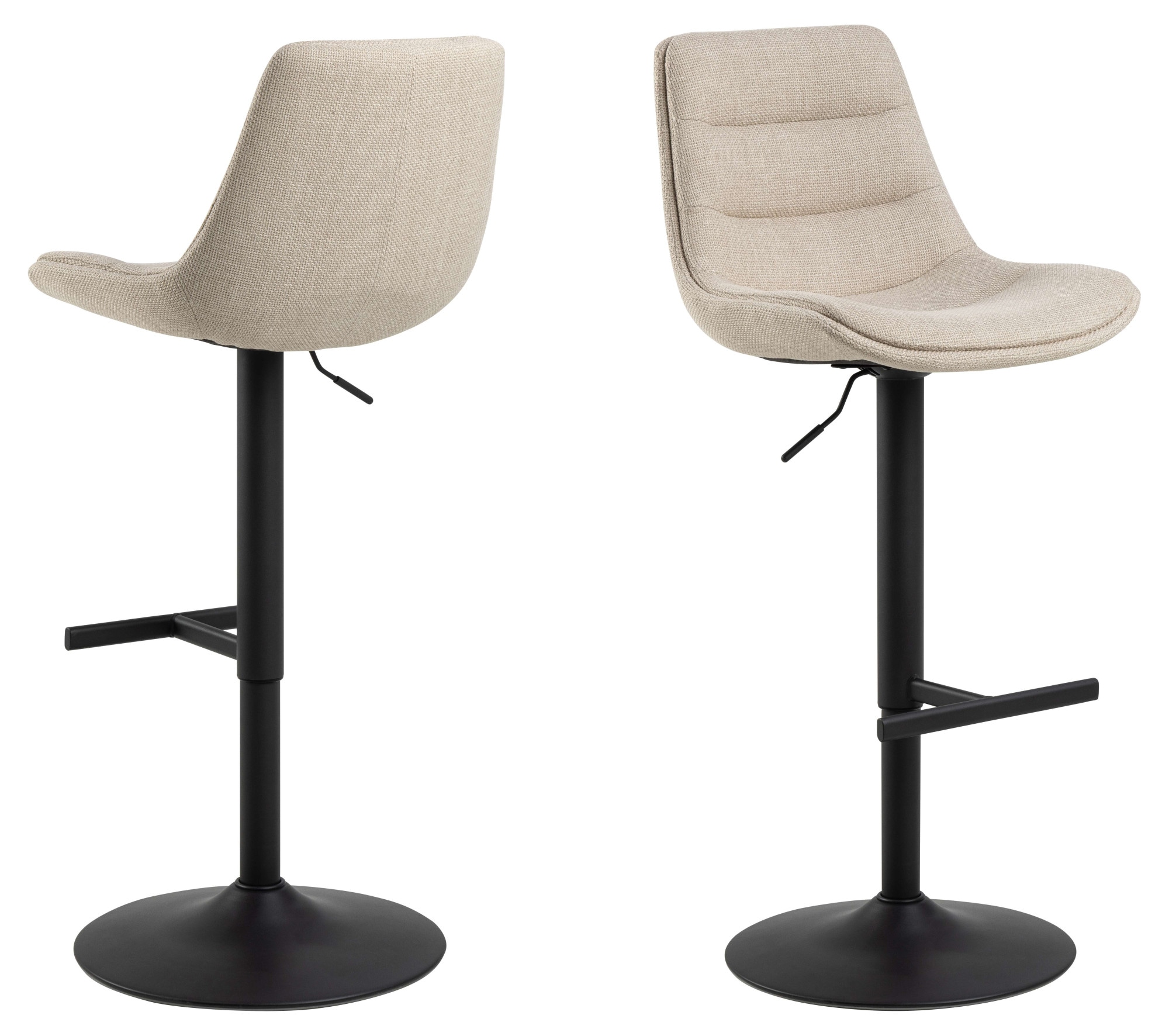 ACTONA GROUP Tabouret de bar »Adisa Barstuhl, Küchenstuhl,« Tissu, pied trompette noir, vérin à gaz, pivotant, lot de 2