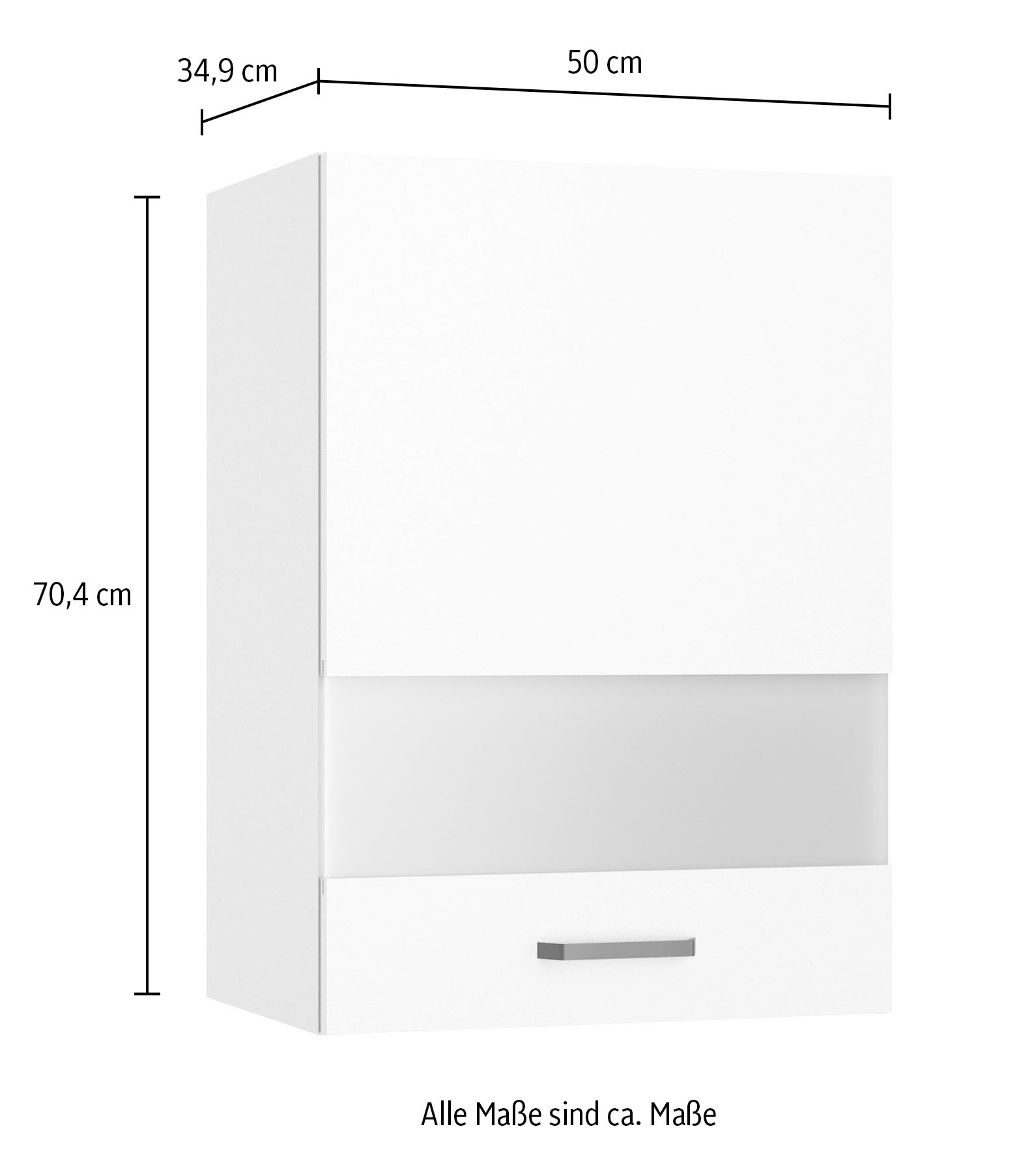 KOCHSTATION Armoire suspendue »KS-Paula« 50 cm breit, 70 cm hoch, mit 1 Tür mit Glaseinsatz, 2 Einlegeböden