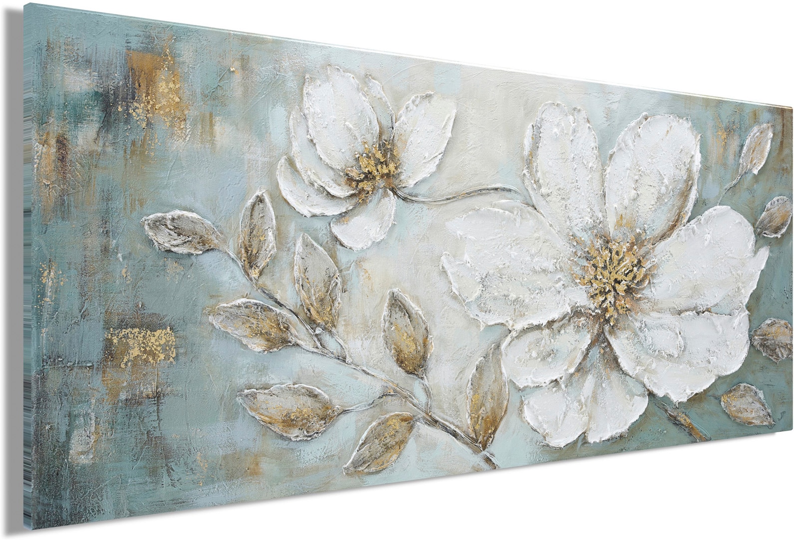 Bönninghoff Peinture à l'huile »handarbeit BLUMEN XXL 60x140 cm – Wandbild Kunst Deko modern« Fleurs | Images de fleurs fabriqué à la main, chaque image est unique