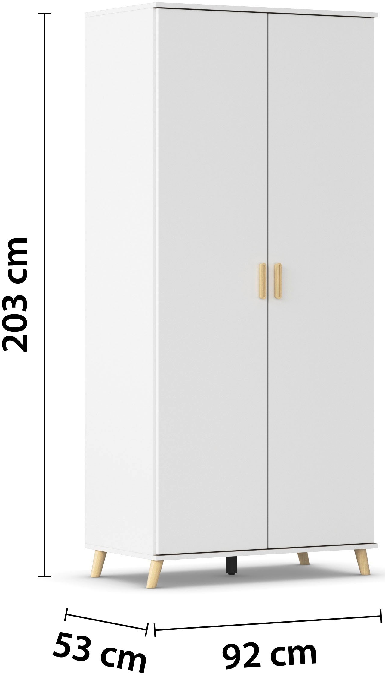 rauch Kleiderschrank »Ottos Choice Skandi Kinderzimmer Bestseller Schlafzimmerschrank FALUN« Breite 92/137/182, Höhe 203 cm,  im modernen Skandi-Look, Füsse/Griffe Eiche massiv MADE IN GERMANY