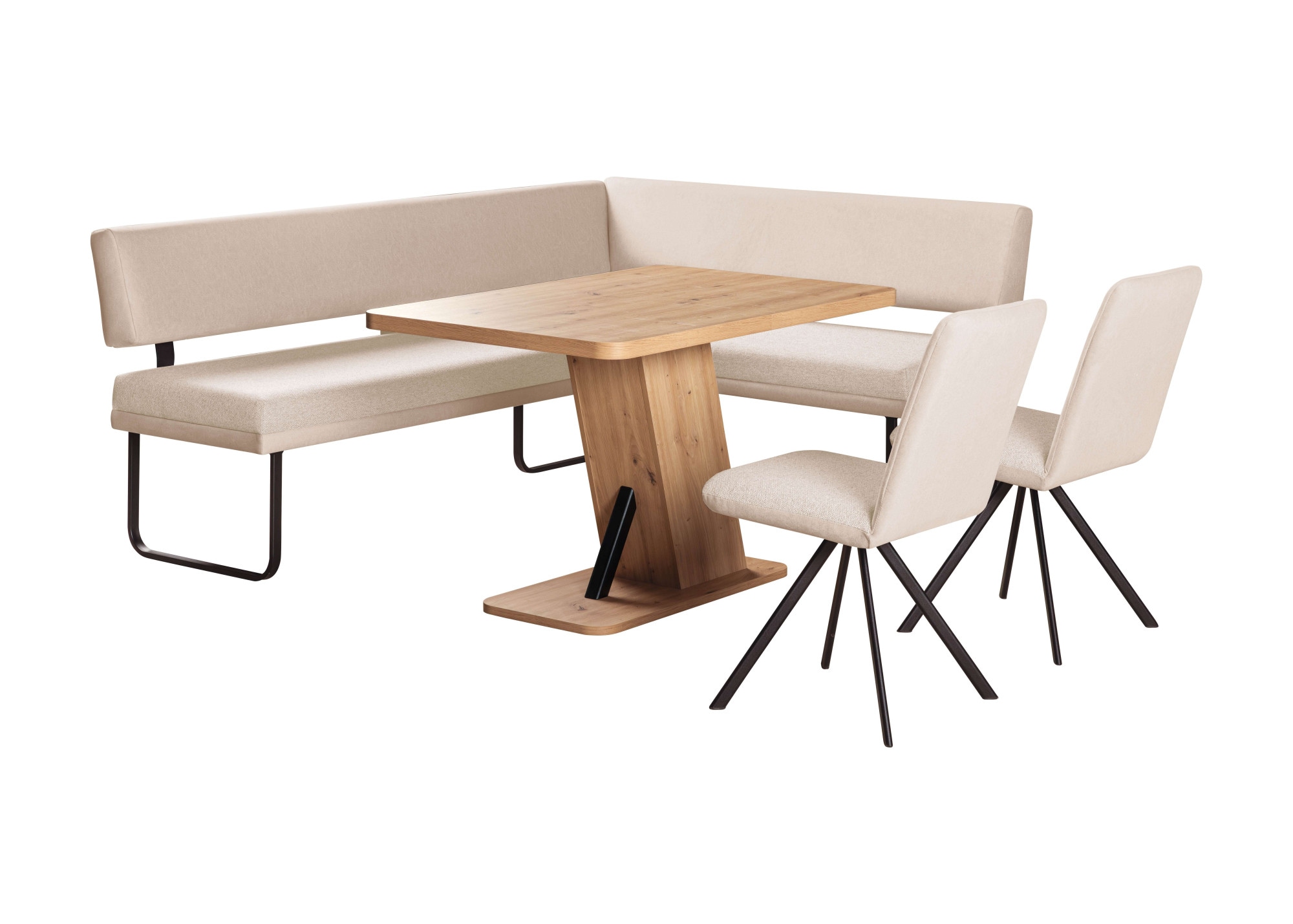 GOODproduct Ensemble de bancs d'angle »Gabi Essecke, Sitzgruppe, Eckbankgruppe, Küchenbankgruppe« Set, 4tlg, 4 pièces tlg. Gestell aus matt-schwarzem Flachmetall, stabil, 2-Stoff-Design