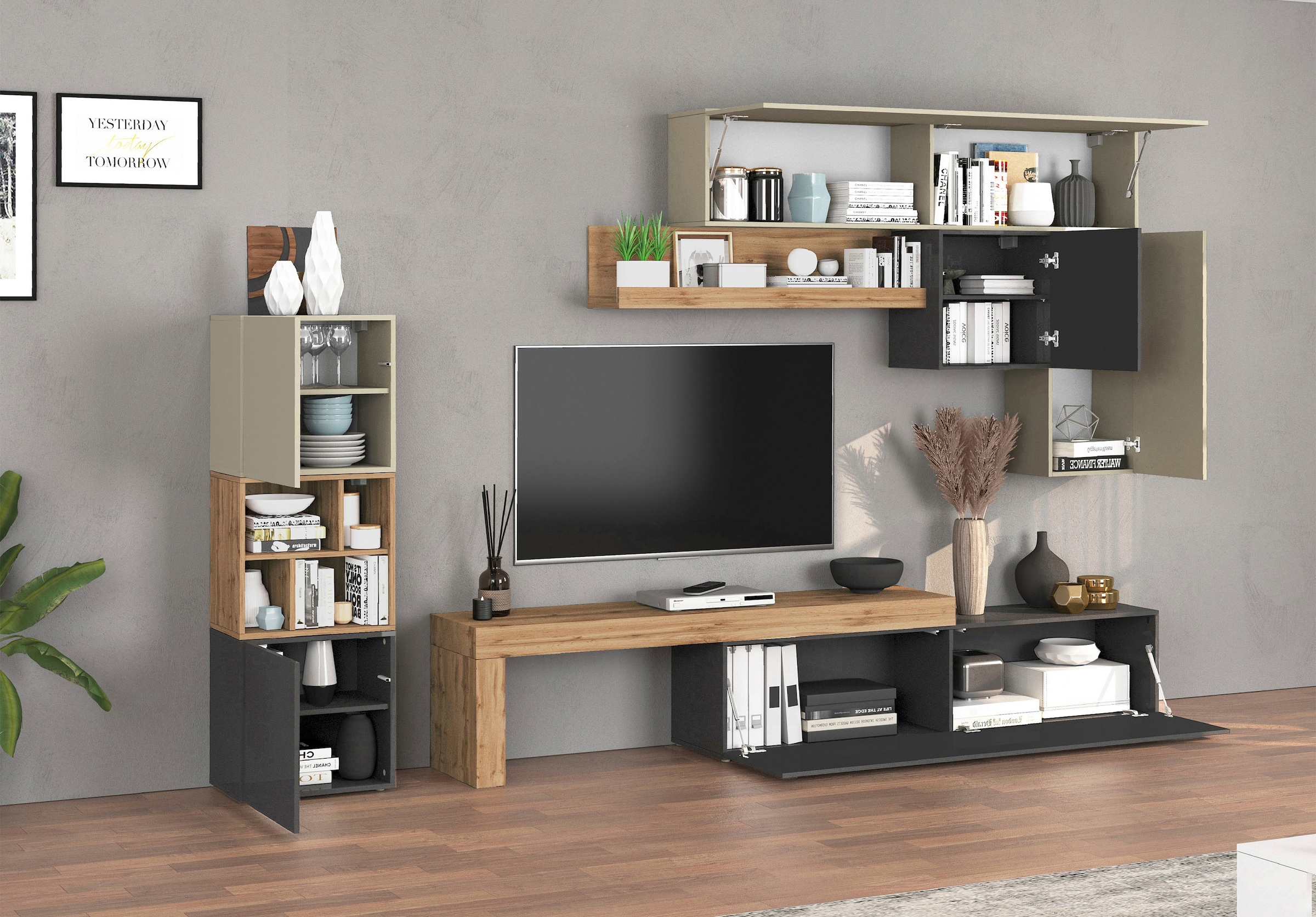 INOSIGN Meuble mural »Chronos Wohnwand, Medienwand, 8-er set« Set, 8 cuis tlg.