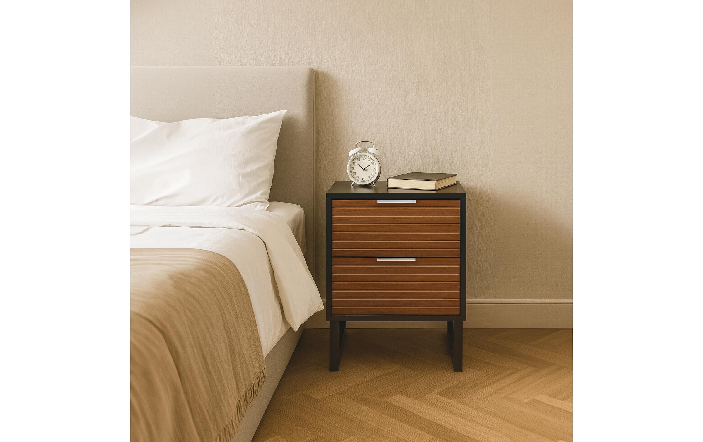 relaxdays Nachttisch »mit 2 Schubladen 40 x 50 cm« Beistelltisch in Holzoptik