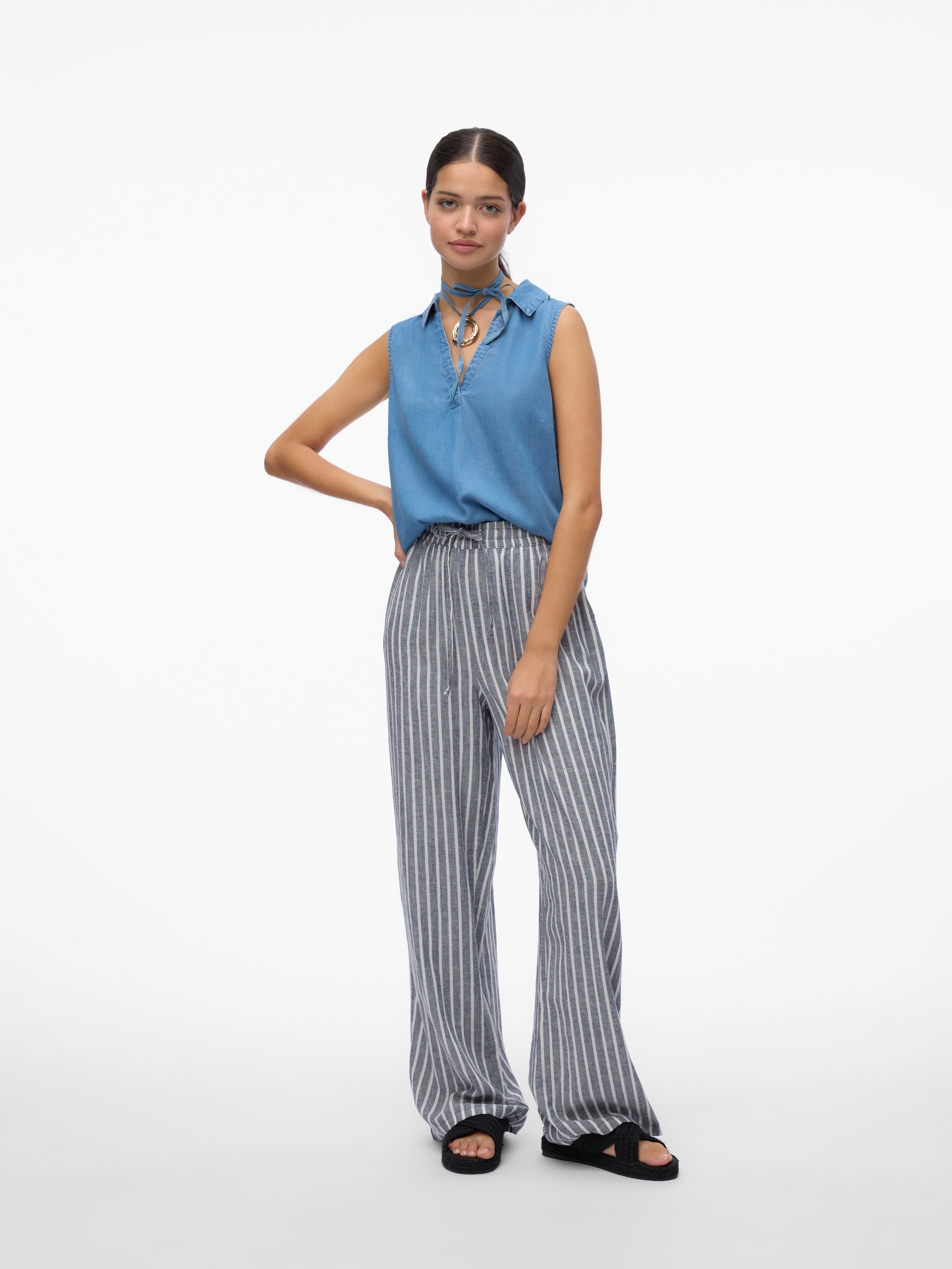 Vero Moda Haut de chemise »VMHARPER SL COLLAR SHORT TENCEL TOP GA« viscose, coupe regular