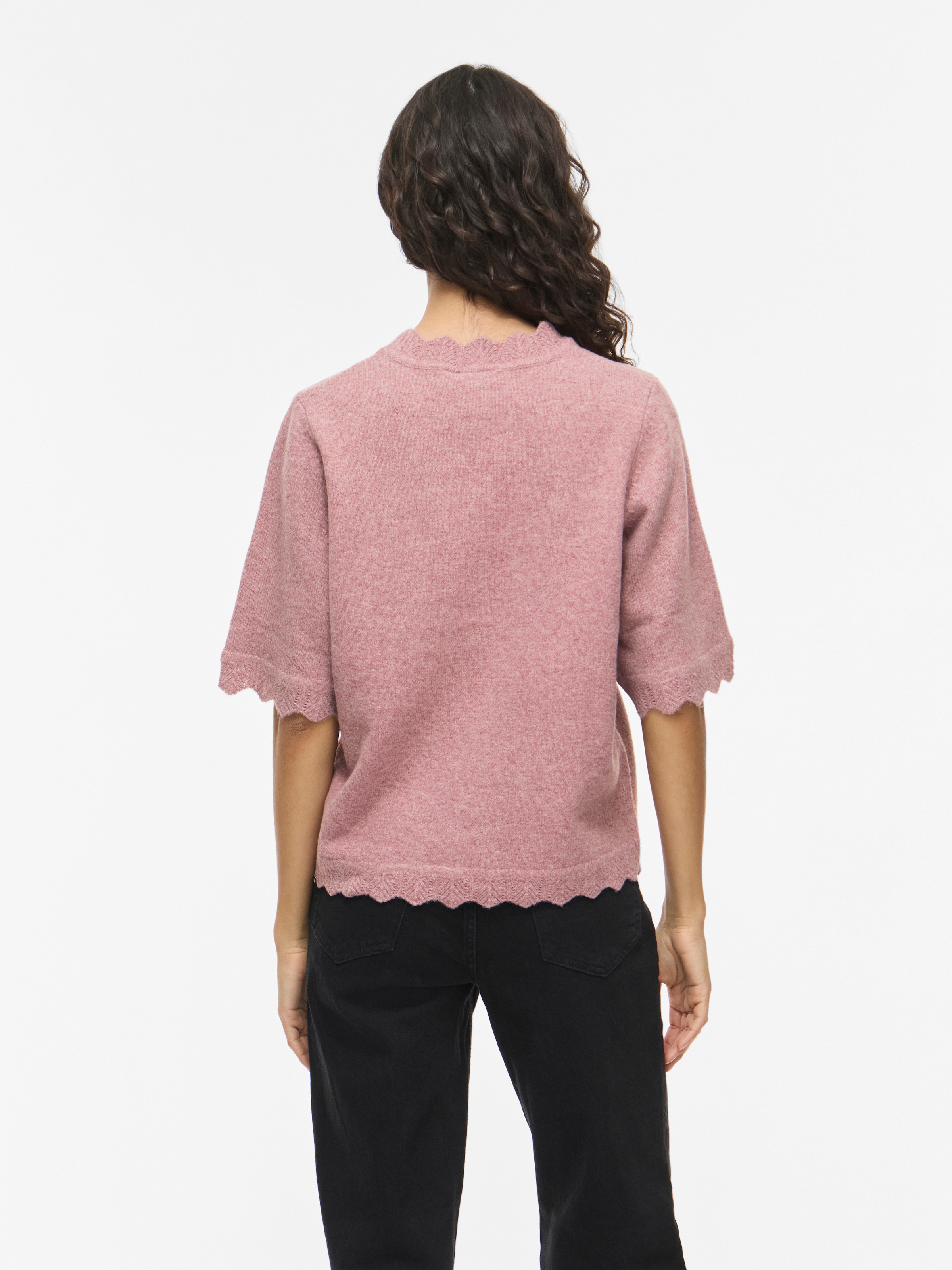 Vila Pull à manches courtes »VINIKOLINA O-NECK 2/4 KNIT TOP - NOOS« mélange de matériaux, coupe normale