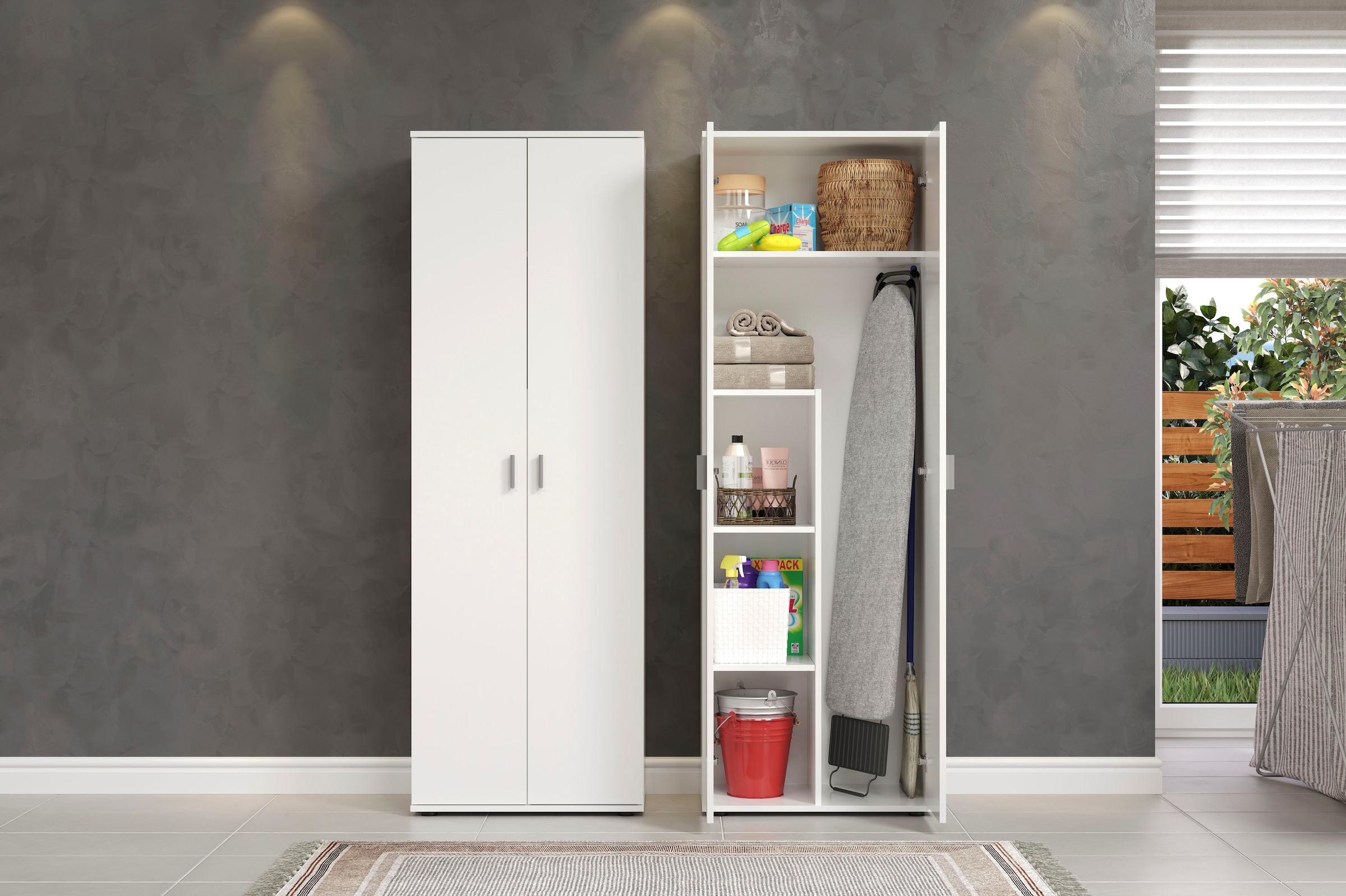 Home affaire Armoire multi-usages »Jersey« 1 cuis tlg. Besenschrank mit cleverer Innenaufteilung – (B/T/H) 60/35/176 cm