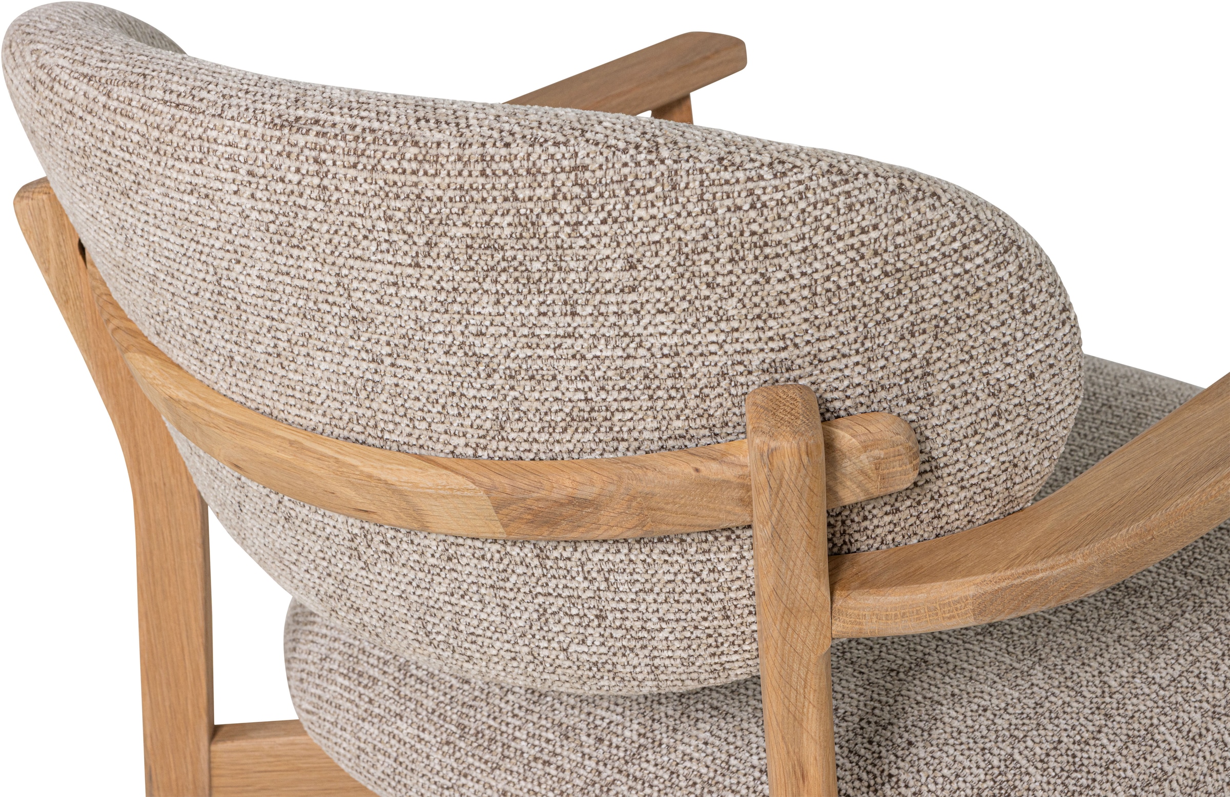 WOOOD Fauteuil lounge »Udar mit Eichenholzgestell und More-Melange-Bezug, B68 x T75 x H76 cm« très haute résistance à l'usure, accoudoirs intégrés, capacité de charge 120 kg