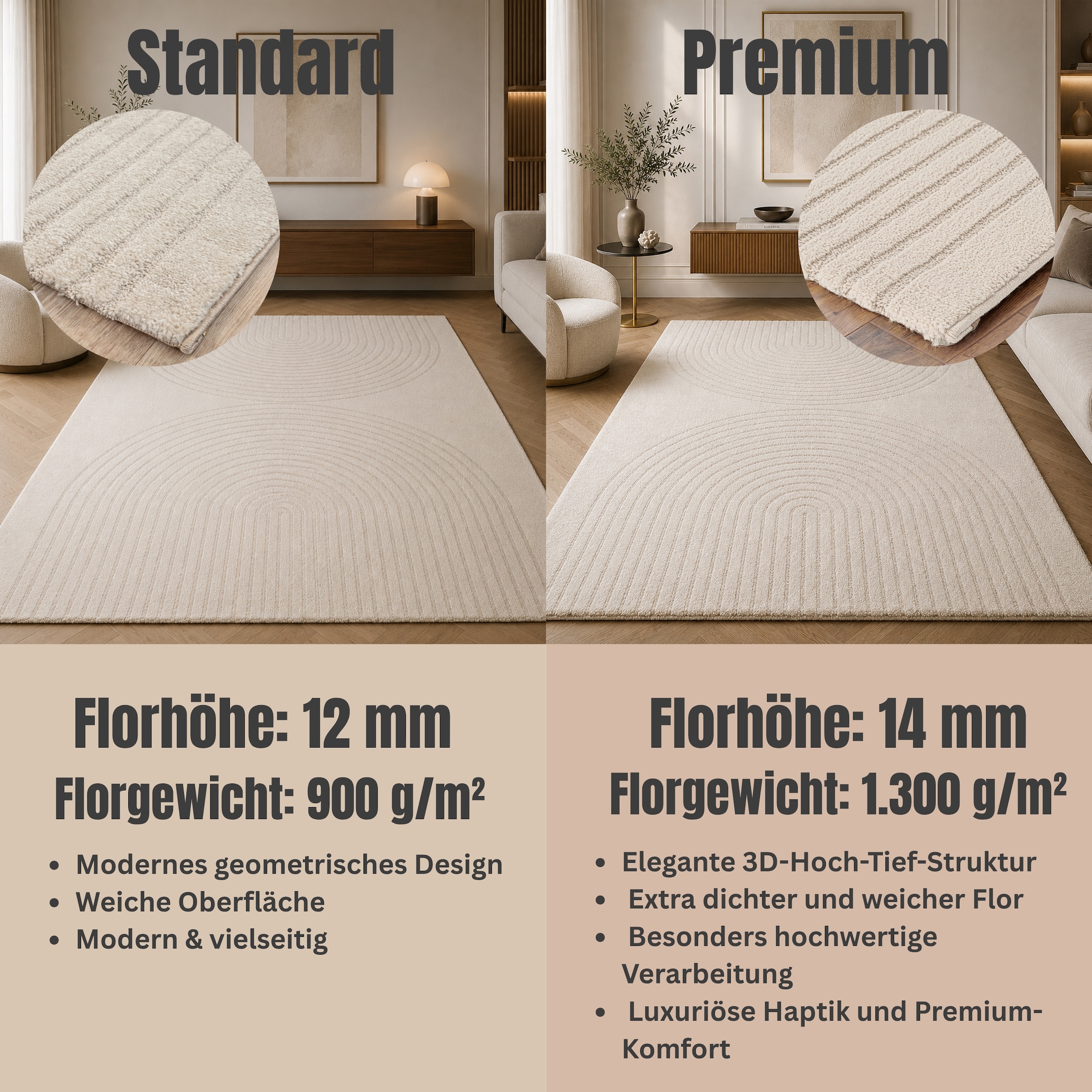 GOODproduct Designteppich »Soft Dune in Standard- und Premium-Qualität, 3D Optik/Hoch-Tief Effekt« rechteckig moderner Wohnzimmer Teppich, hohe Flordichte und angenehm weich
