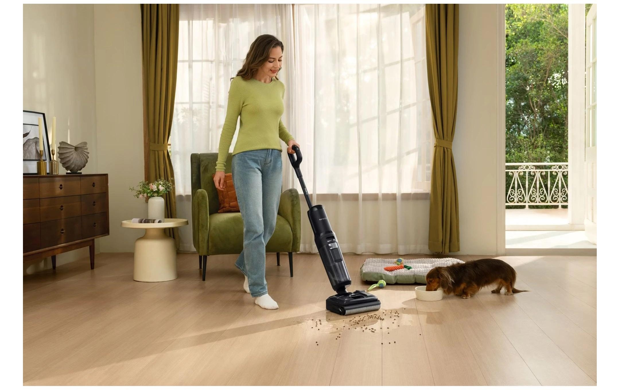 Tineco Nass-Trocken-Akkusauger »Floor One S7 Stretch, 85° Grad Heissluft-Trocknung, 180° Grad Neigung« 50 Min Akku, automatische Anpassung der Saugleistung, Tierhaarfilter