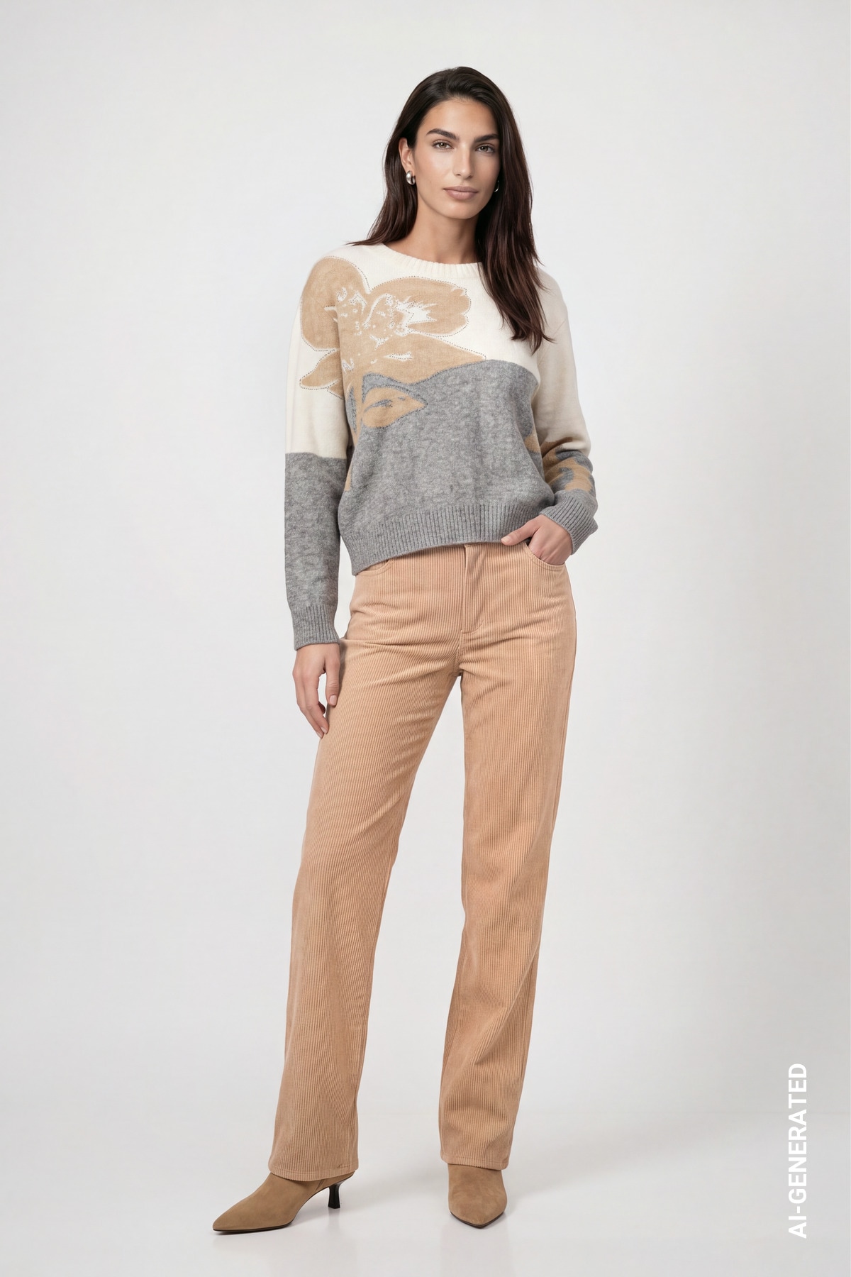 Monari Pantalon en velours côtelé »Hose Cord 78cm«  Regular fit mit praktischen Taschen
