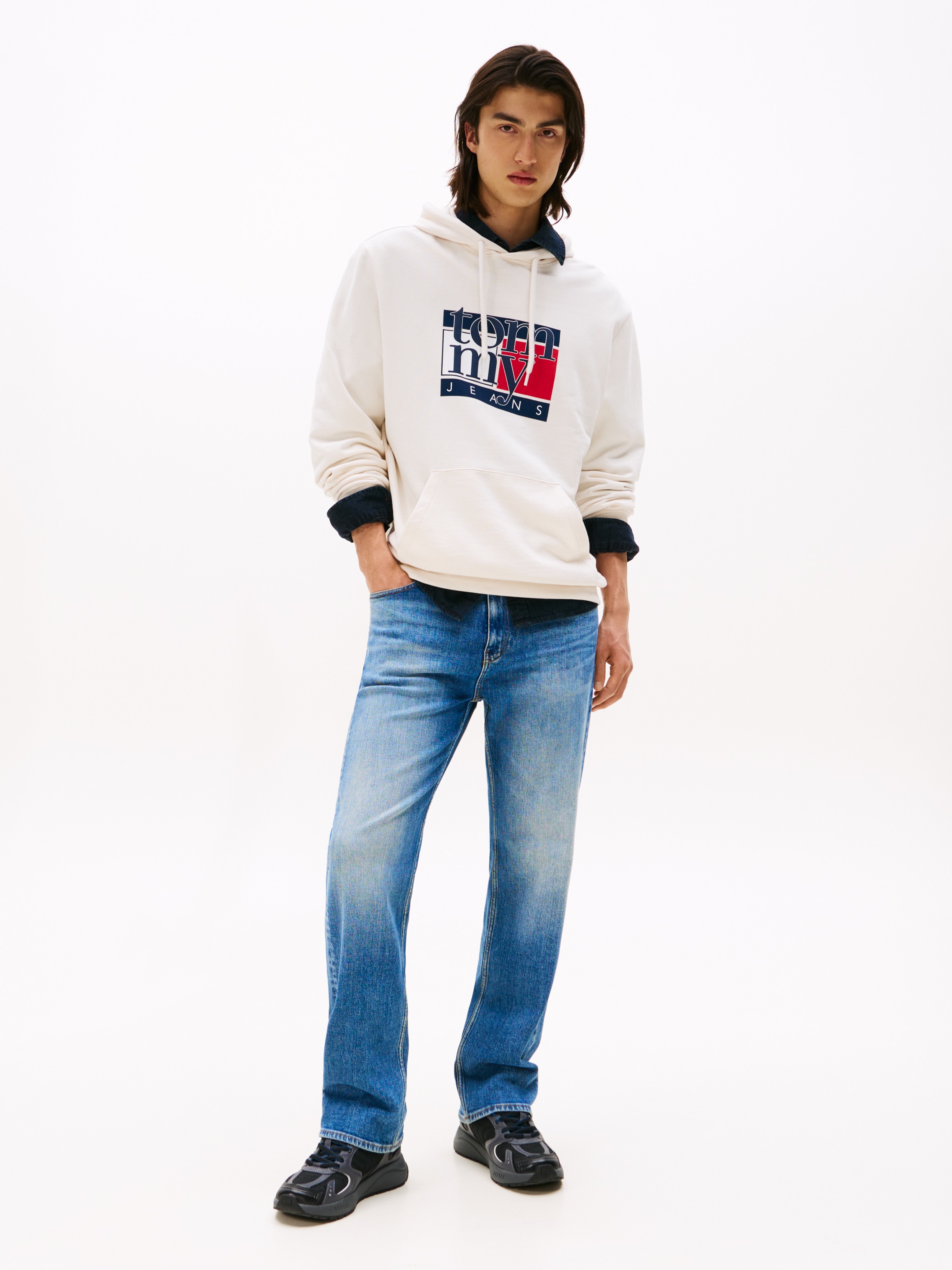 Tommy Jeans Hoodie »TJM RWB FLAG«, Regular Fit, Sweatshirt, mehrfarbiger Print
