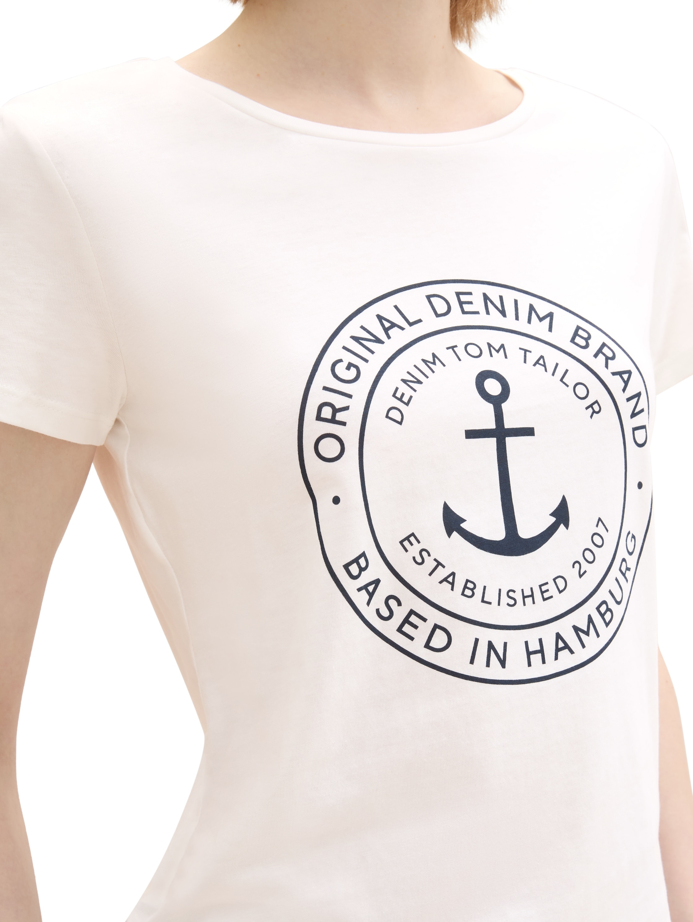 TOM TAILOR Denim T-Shirt Packung, 2 Stk. tlg. Doppelpack mit Logo-Print