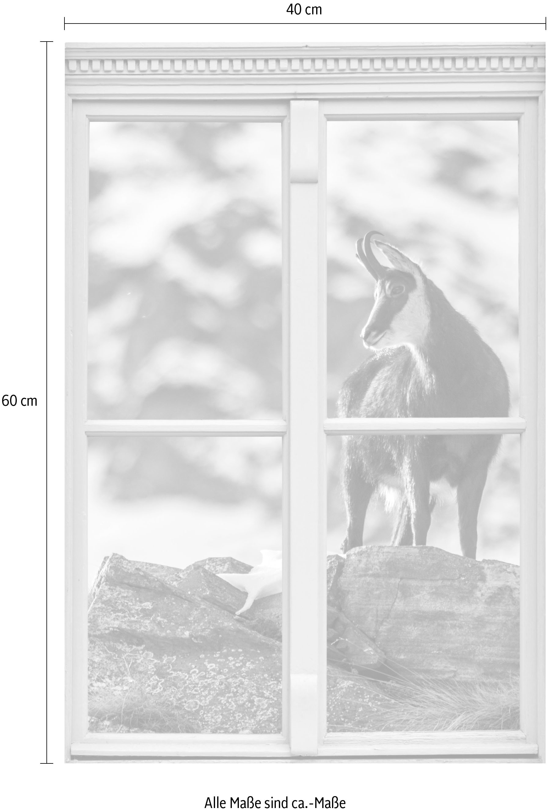 queence Wandsticker »Steinbock« Wandsticker, Wandbild, selbstklebend, 3D, Fenster