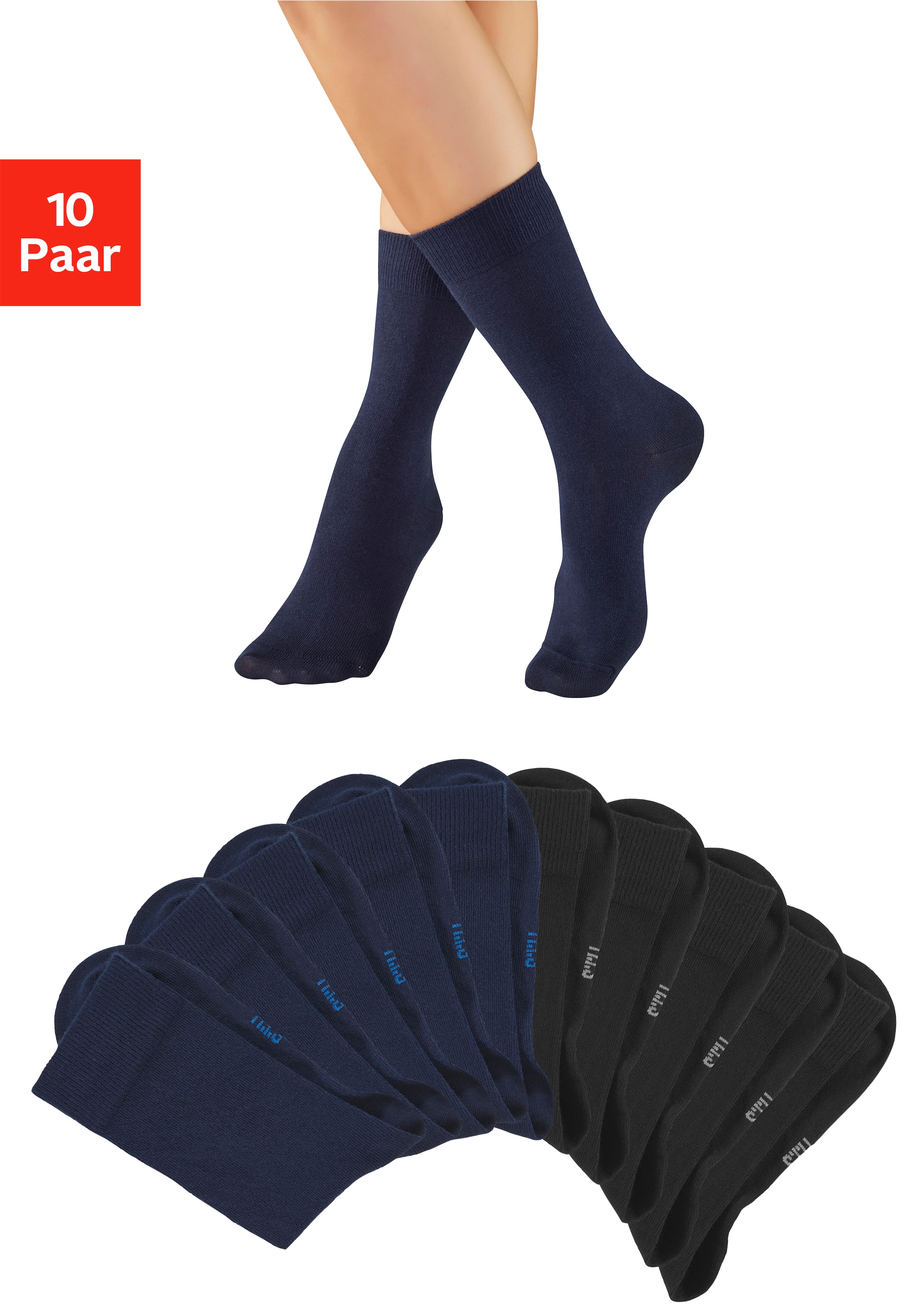 H.I.S Chaussettes de loisirs Paquet, 10 cuis tlg. mit weichen Rippbündchen