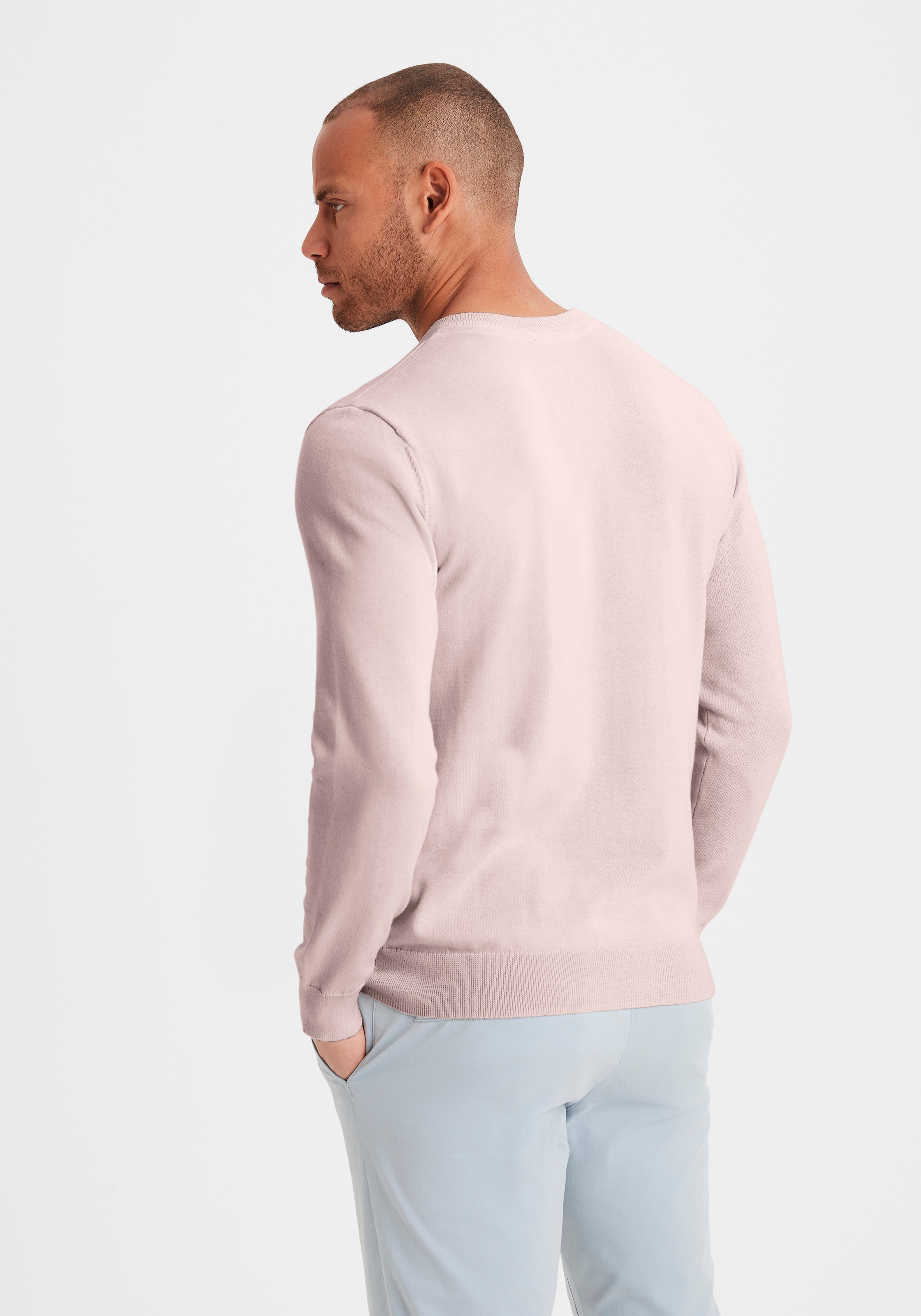 H.I.S Strickpullover mit V-Ausschnitt, Pullover aus Feinstrick, Baumwollmischung