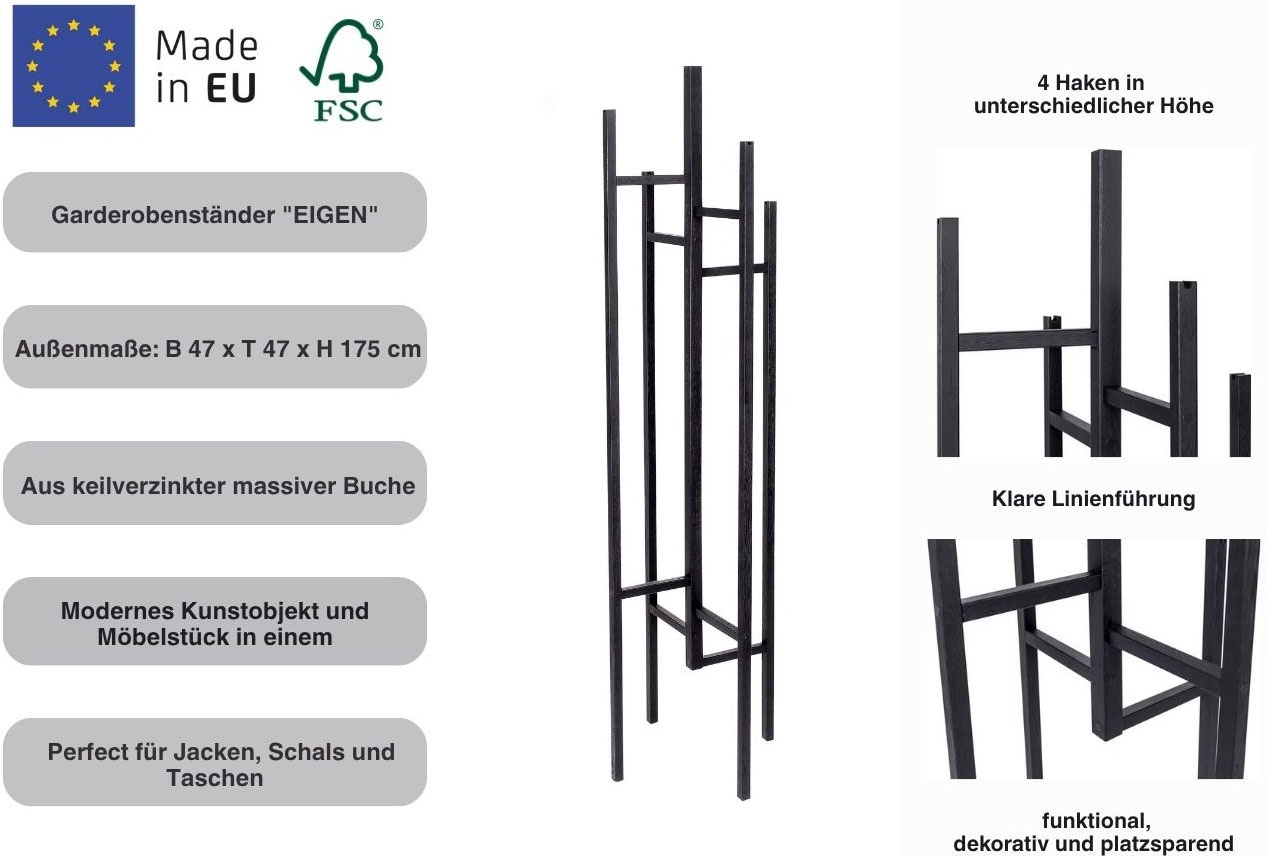Woodman Garderobenständer »Eigen« im skandinavian Design, aus keilverzinkter massiver Buche, FSC®