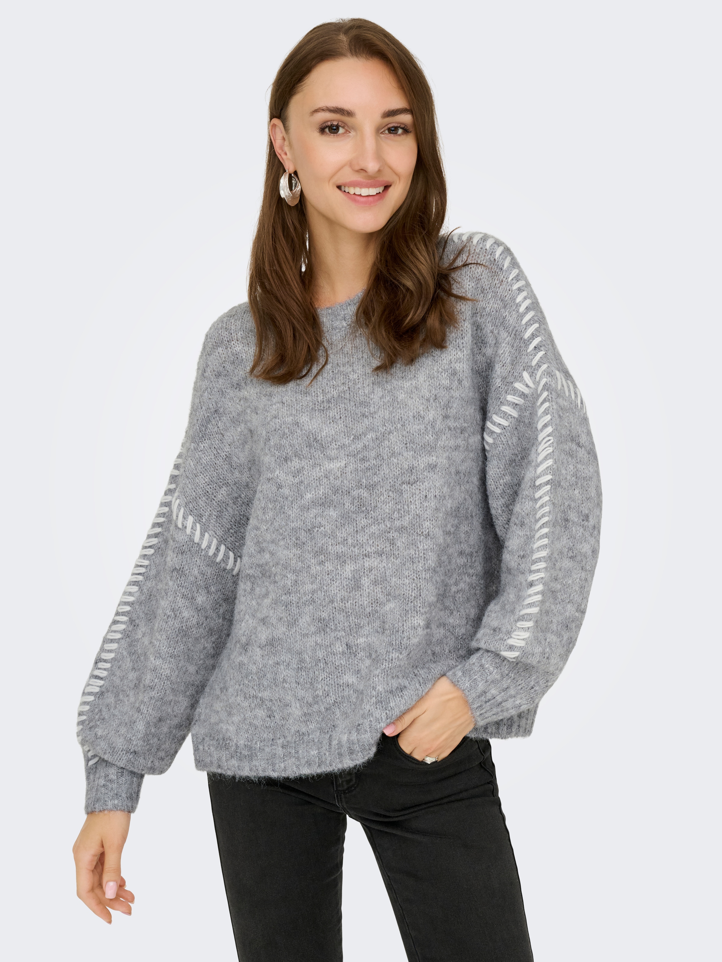 JDY Rundhalspullover »JDYZOEY LIFE L/S ON STITCH PULL KNT NOOS« mit dekorativen Ziernähten