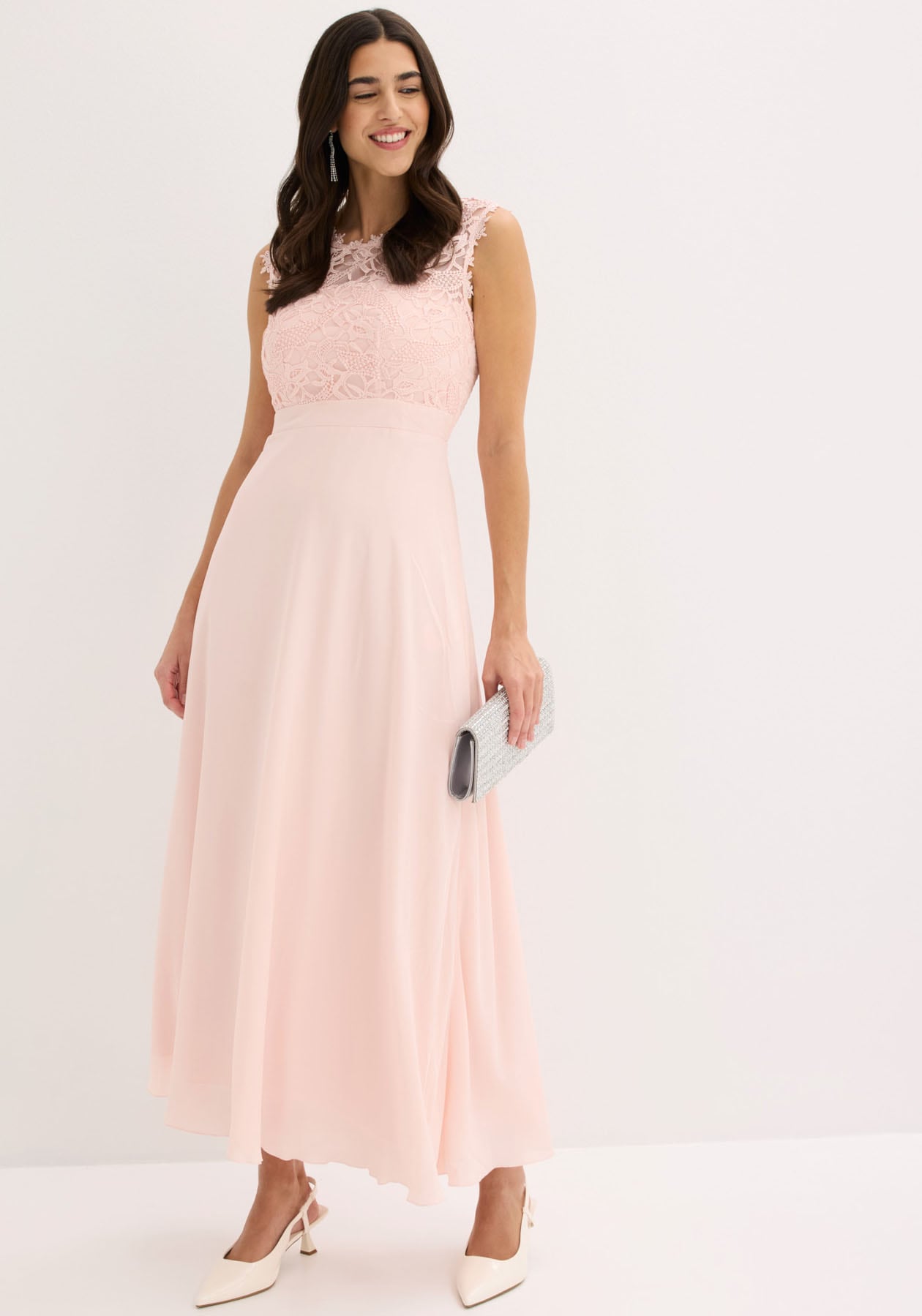 bonprix Maxi robe »Maxikleid mit Spitze« für festliche Anlässe, vollständig gefüttert, taillierte Passform