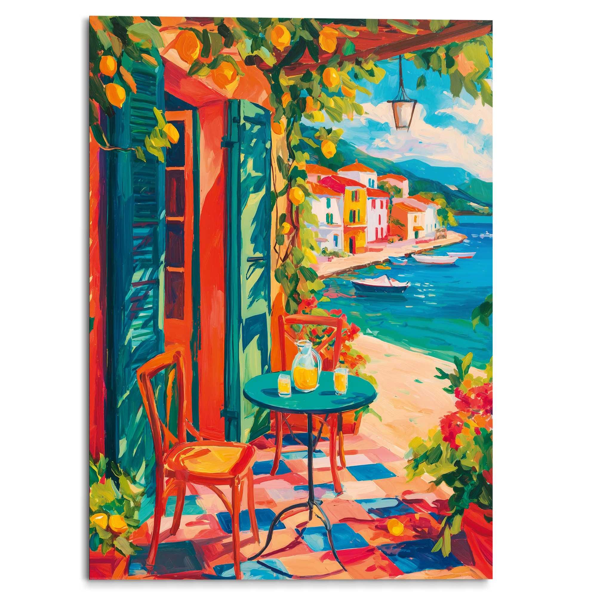 Reinders! Tableau mural XXL »Mediterraner Sommer« 1 cuis tlg. Hobbyraum - Mehrfarbig - MDF - Gebäude - 100x140 cm