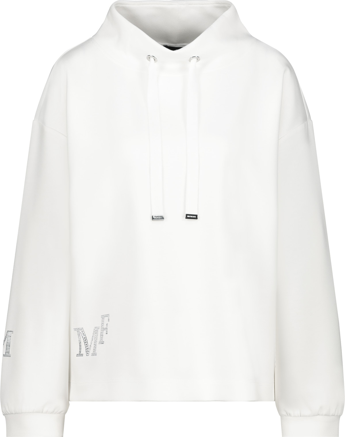 Monari Sweatshirt »Sweatshirt Schmuckdetail«, Stehkragen mit Bindeband, Logo aus Strasssteinen
