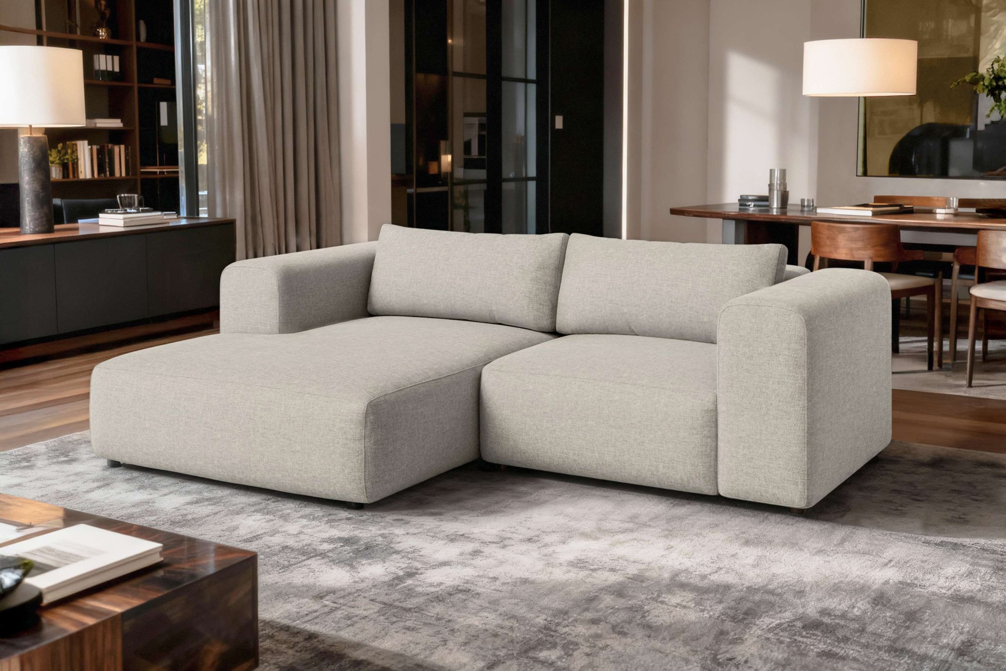 GOODproduct Canapé d'angle »TIARRA Design-Sofa mit Ottomane recht/links bestellbar, Breite 241 cm« L-Form mit hochelastischer Schaum und Wellenunterfederung