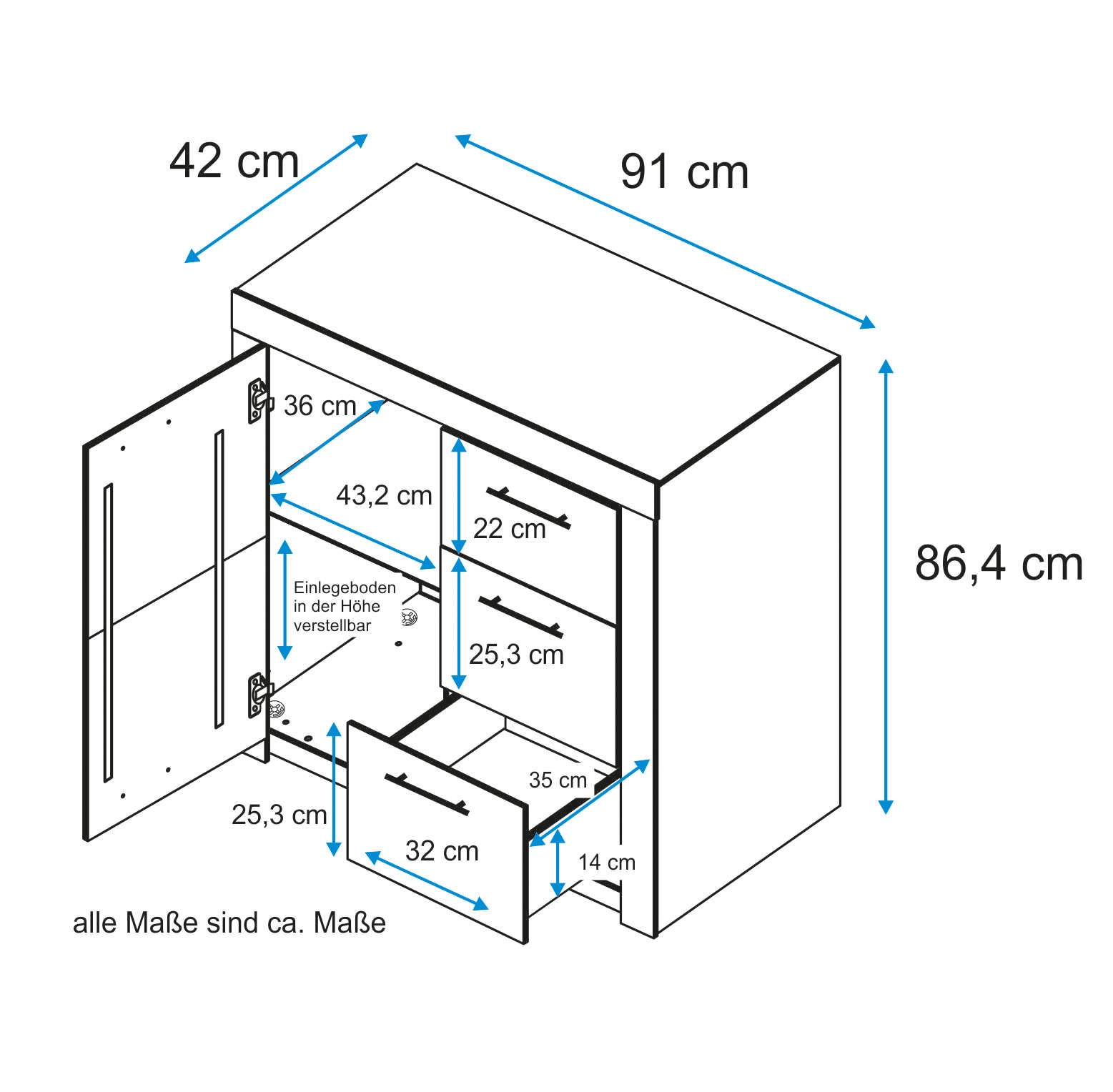 VOGL Möbelfabrik Kommode »Toronto« Breite 91 cm
