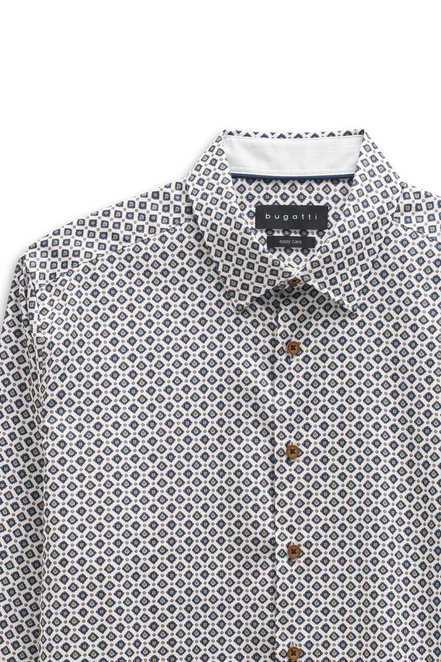 bugatti Langarmhemd »Modern Fit« mit Rauten-Muster und Easy-Care Funktion