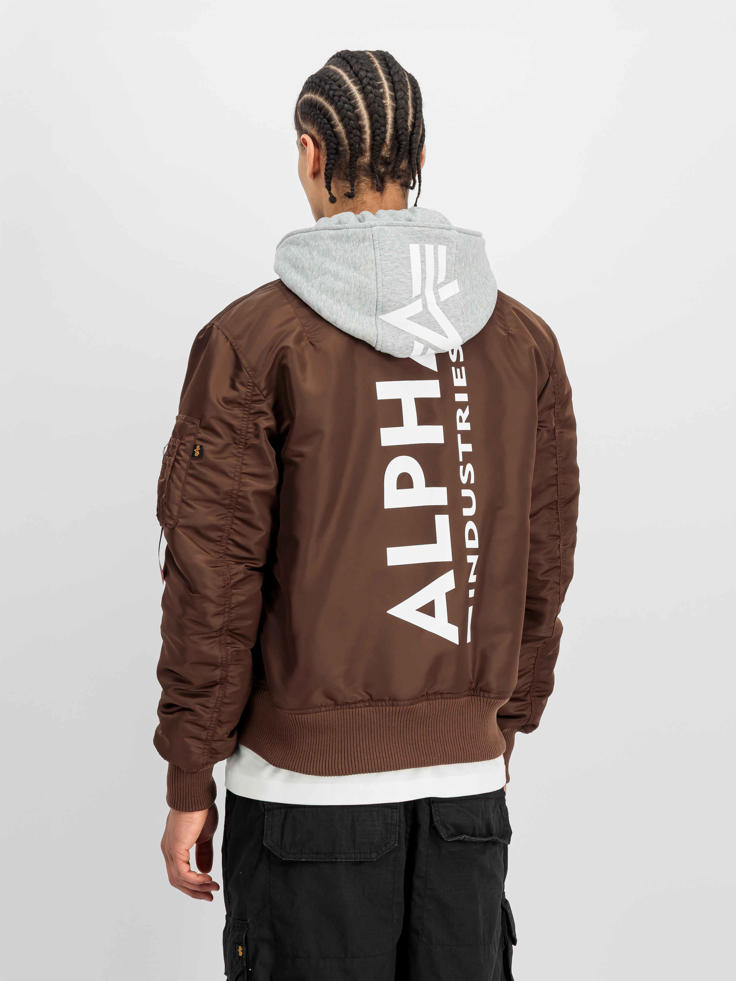 Alpha Industries Bomberjacke »MA-1 ZH Back Print« mit Kapuze Kunstfaser, slim fit