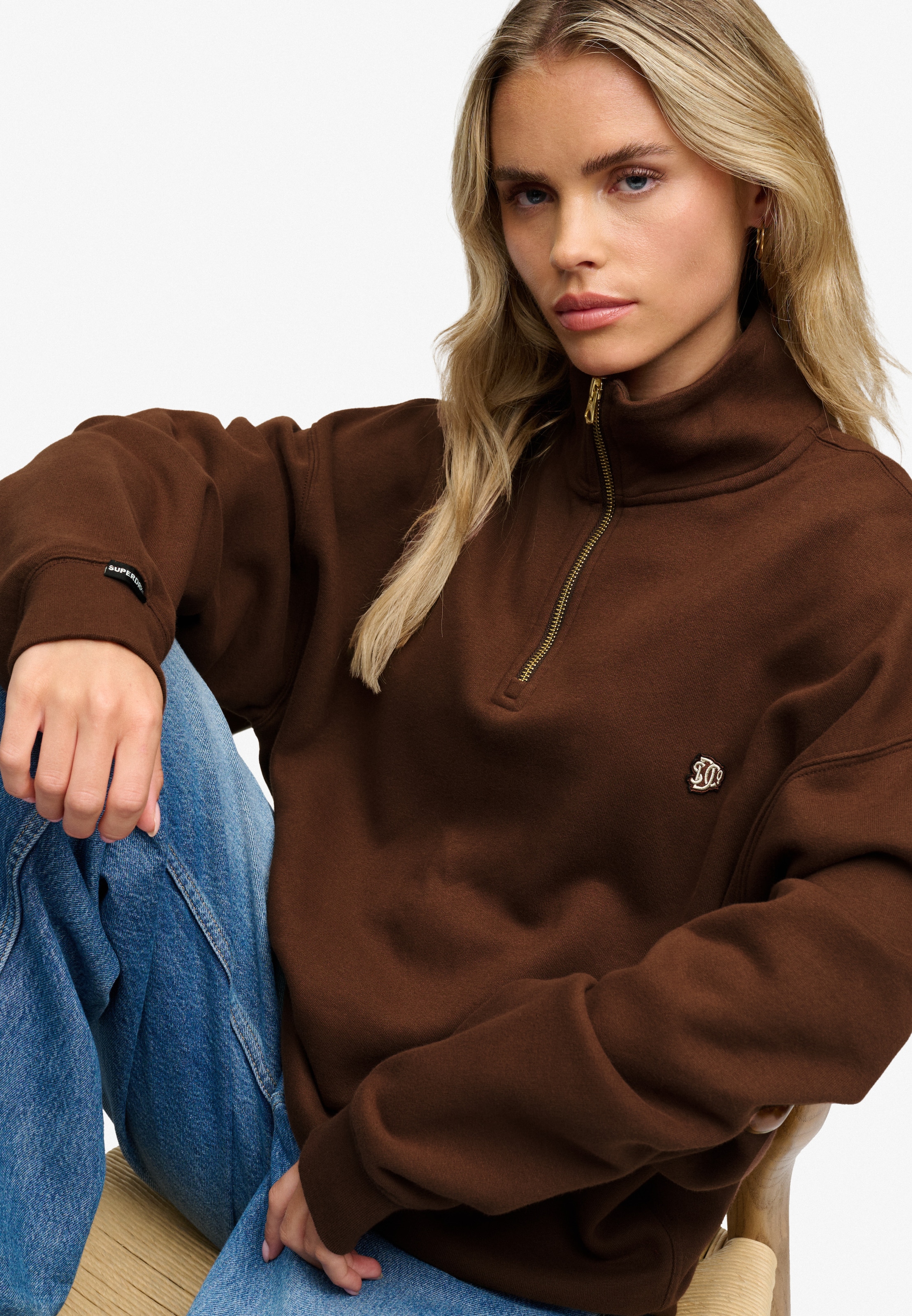 Superdry Sweat-shirt »MONOGRAM HALF ZIP SWEAT«, Baumwollmischung, relaxed fit
