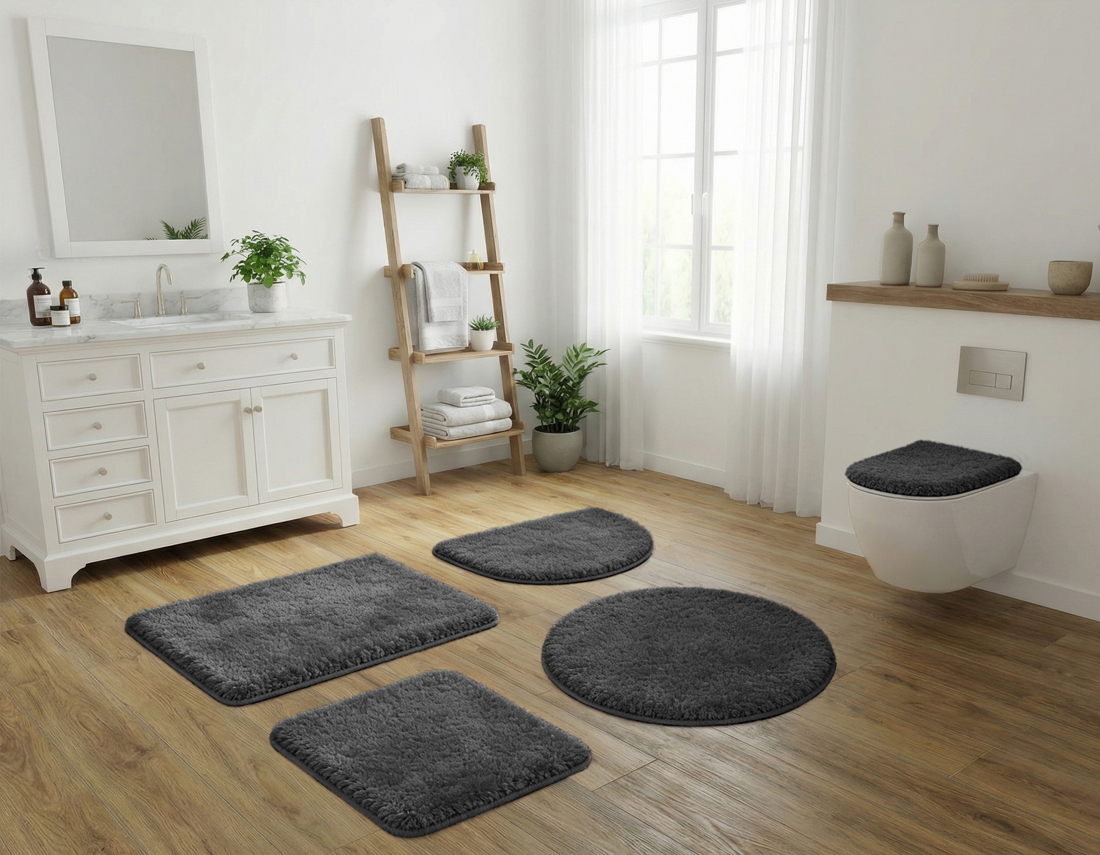 GOODproduct Badematte »Sanremo, Standard & Premium, 30mm oder 35mm, sehr weich« rutschhemmend beschichtet fussbodenheizungsgeeignet | schnell trocknend Badteppich, unifarben, rechteckig, rund & als 3-tlg. Set erhältlich