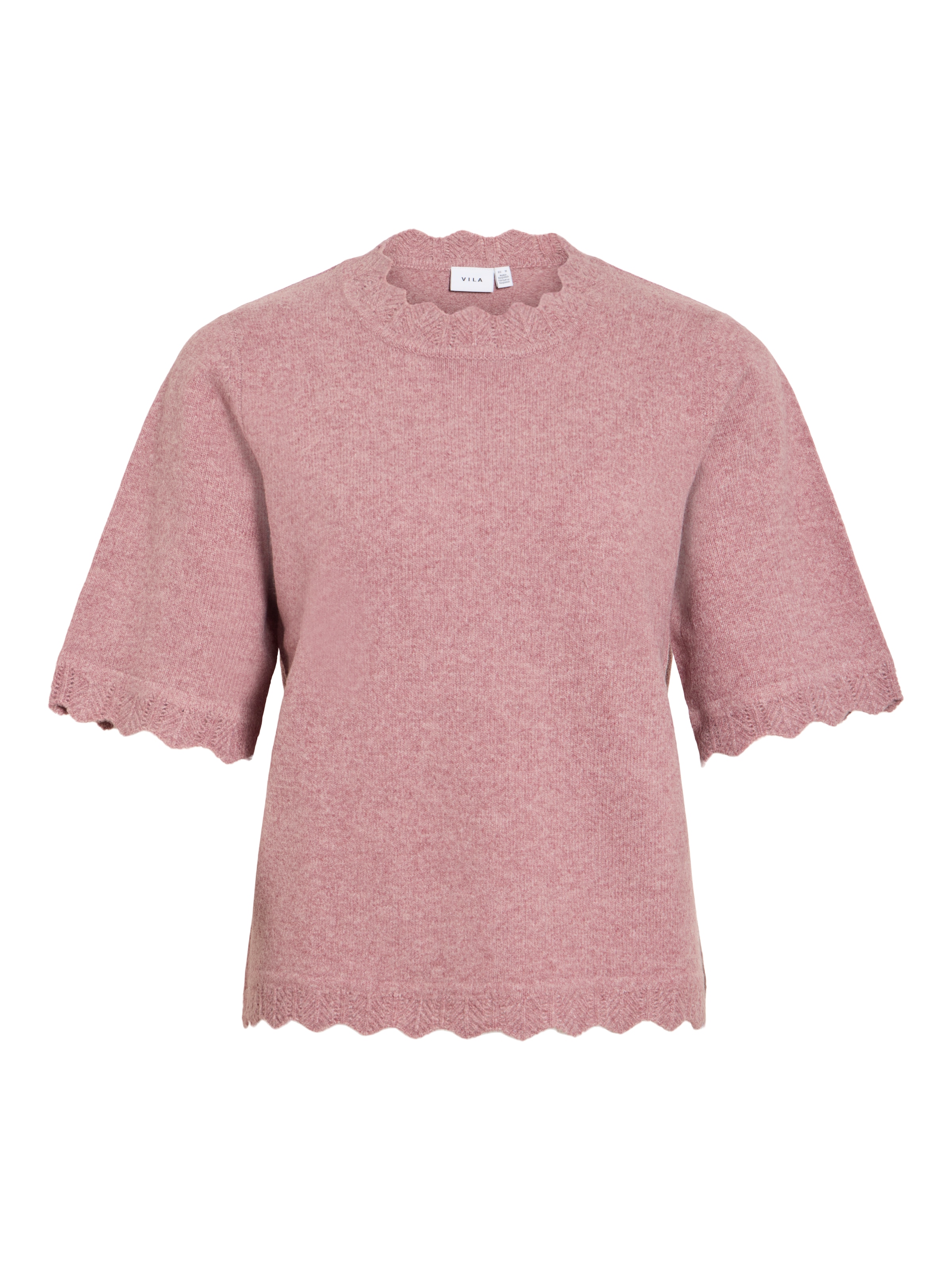 Vila Pull à manches courtes »VINIKOLINA O-NECK 2/4 KNIT TOP - NOOS« mélange de matériaux, coupe normale