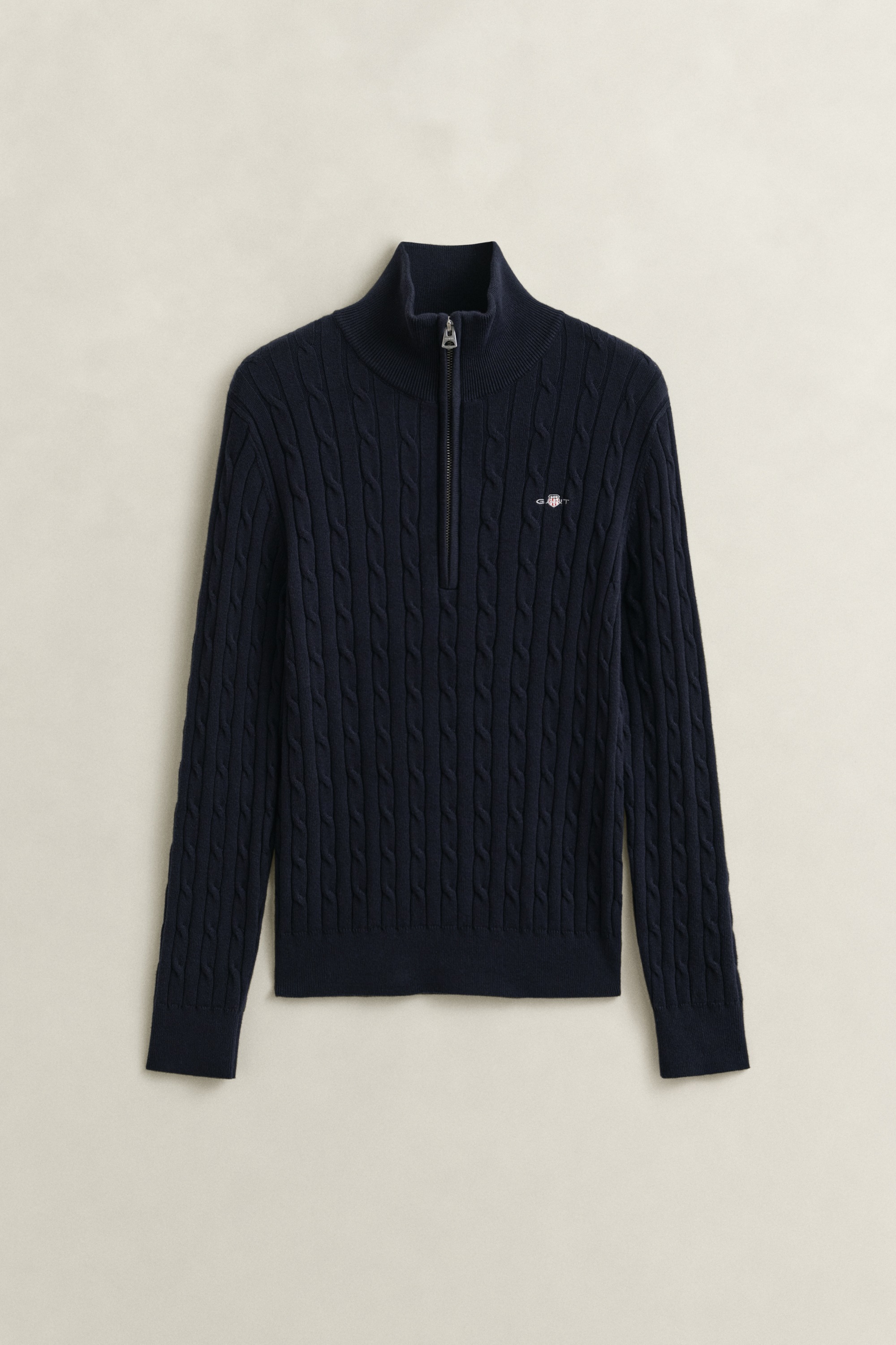 Gant Pull en tricot »STRETCH COTTON CABLE HALF-ZIP« avec encolure ronde