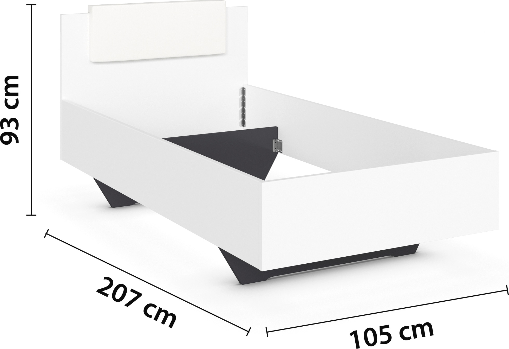 rauch Lit »Einzelbett Komfortbett Schlafzimmer für kleine Räume MAIKA« Surface de couchage : 100x200 cm, hauteur des côtés du lit 47 cm,  Aspect flottant avec coussin amovible MADE IN GERMANY