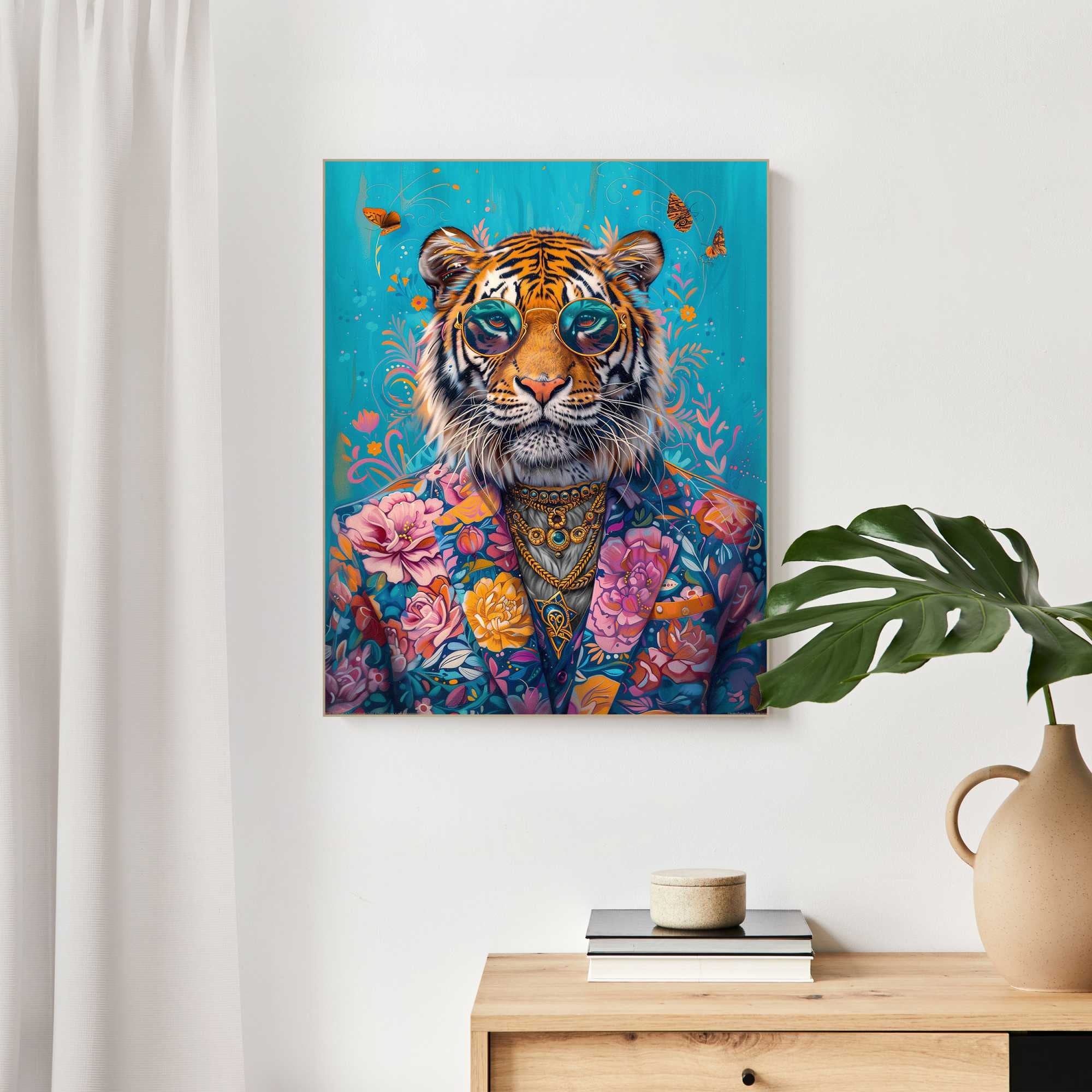 Reinders! Wandbild »Gekleideter Tiger« Wohnzimmer - Mehrfarbig - MDF - Tiere - 50x40 cm