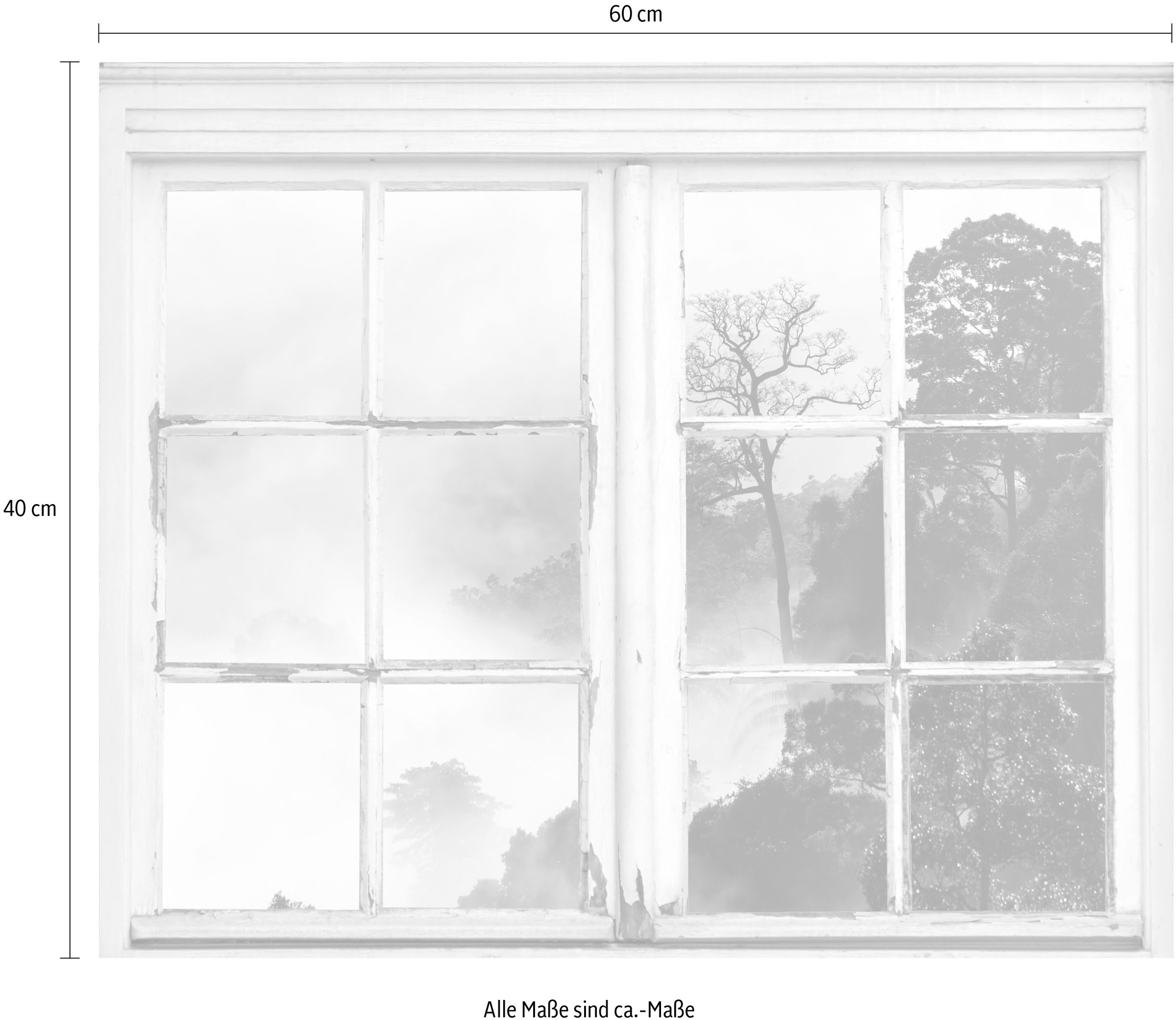 queence Autocollants muraux »Nebeliger Wald« Wandsticker, Wandbild, selbstklebend, 3D, Fenster