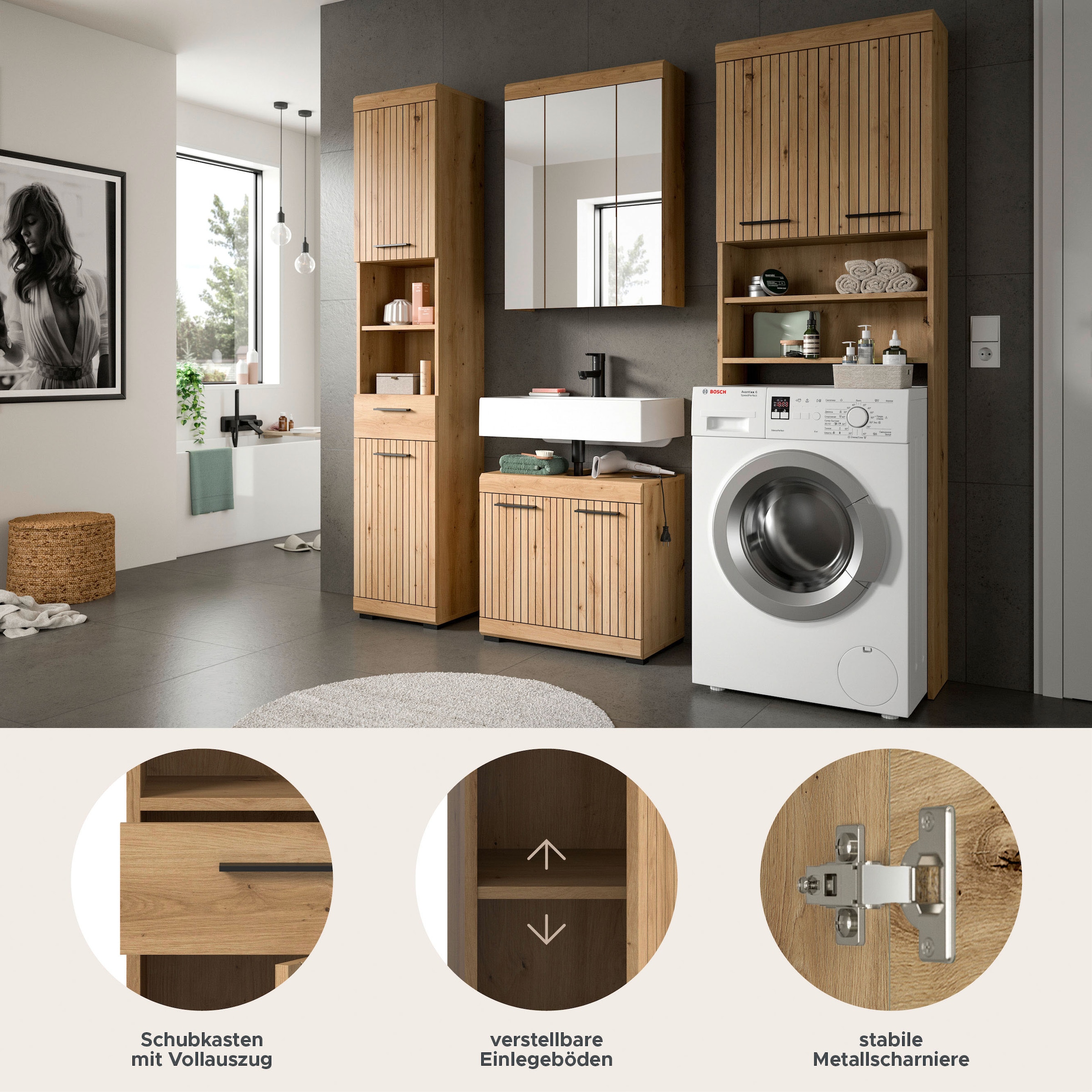 welltime Ensemble de meubles de salle de bain »SIENA, 4 teilig, bestehend aus:« Ensemble, BEST-SELLER !, 4 cuis tlg.