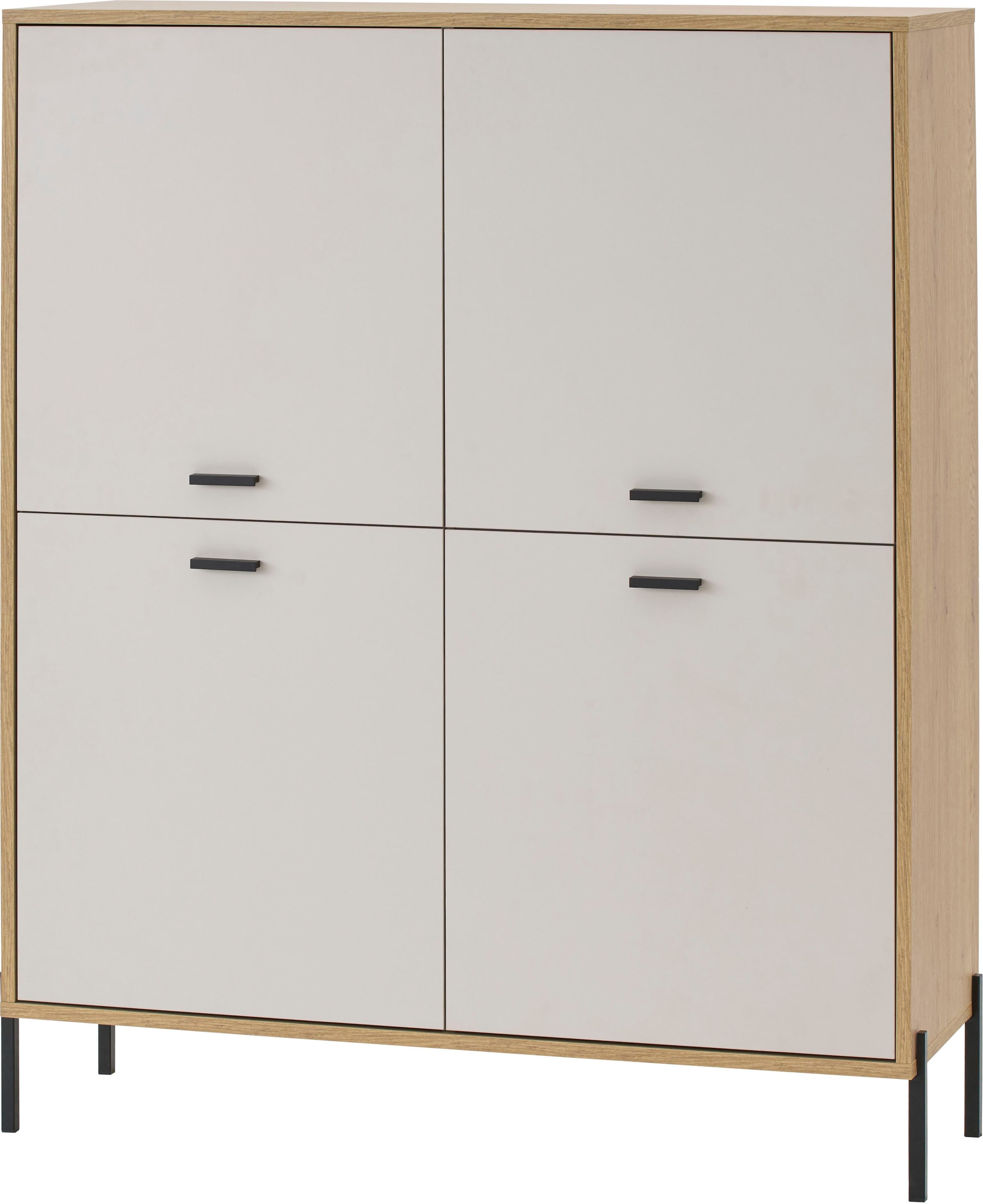Home affaire Highboard »Fredericia, Hochkommode, modernder Stauraum in Kaschmir« zeitlos, schwarze Metallgriffe und -füsse, ausreichend Stauraum