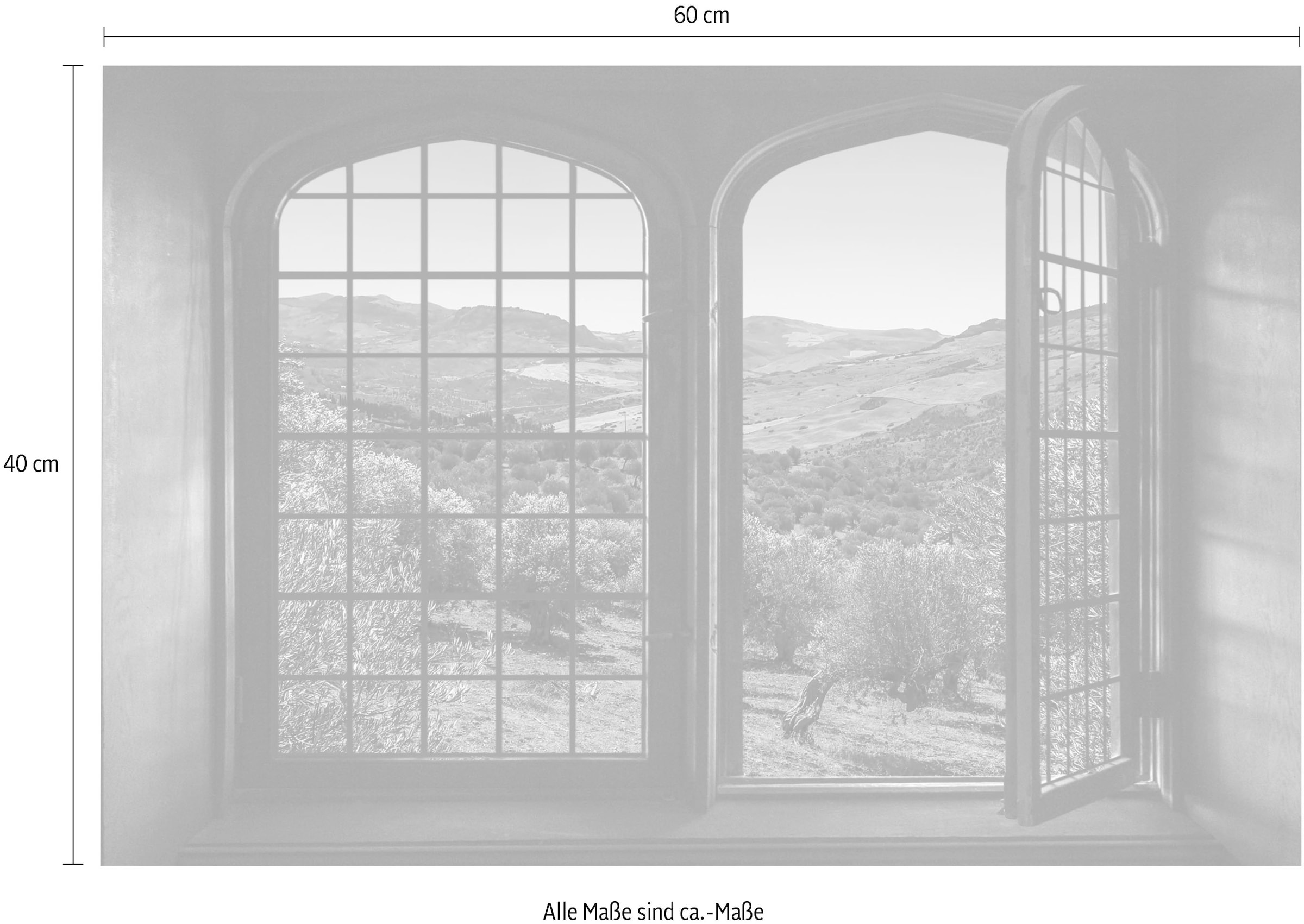 queence Autocollants muraux »Olivenbäume« Wandsticker, Wandbild, selbstklebend, 3D, Fenster