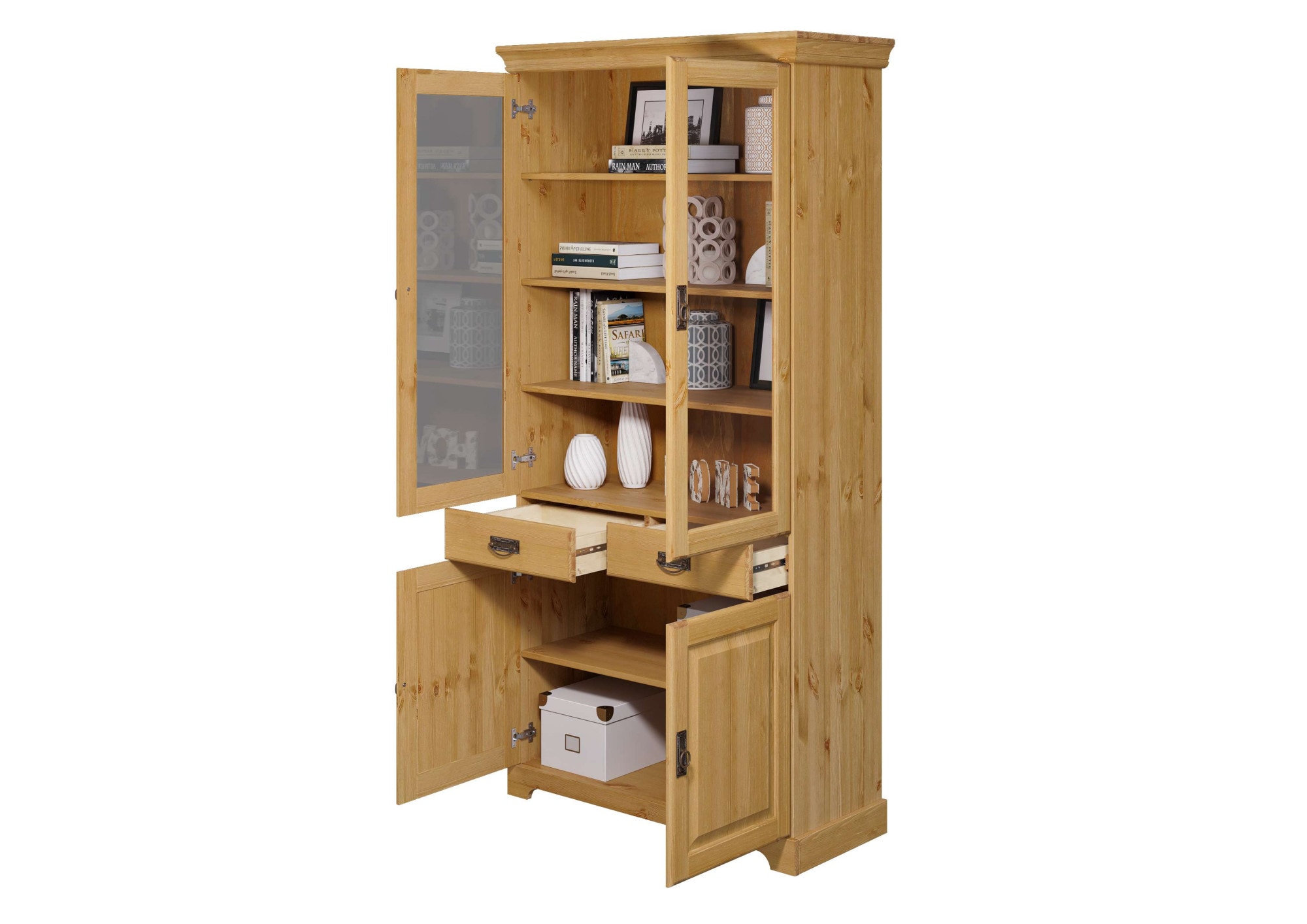 Home affaire Vitrine »Rügen« zertifiziertes Massivholz, Höhe 192 cm, im Landhausstil
