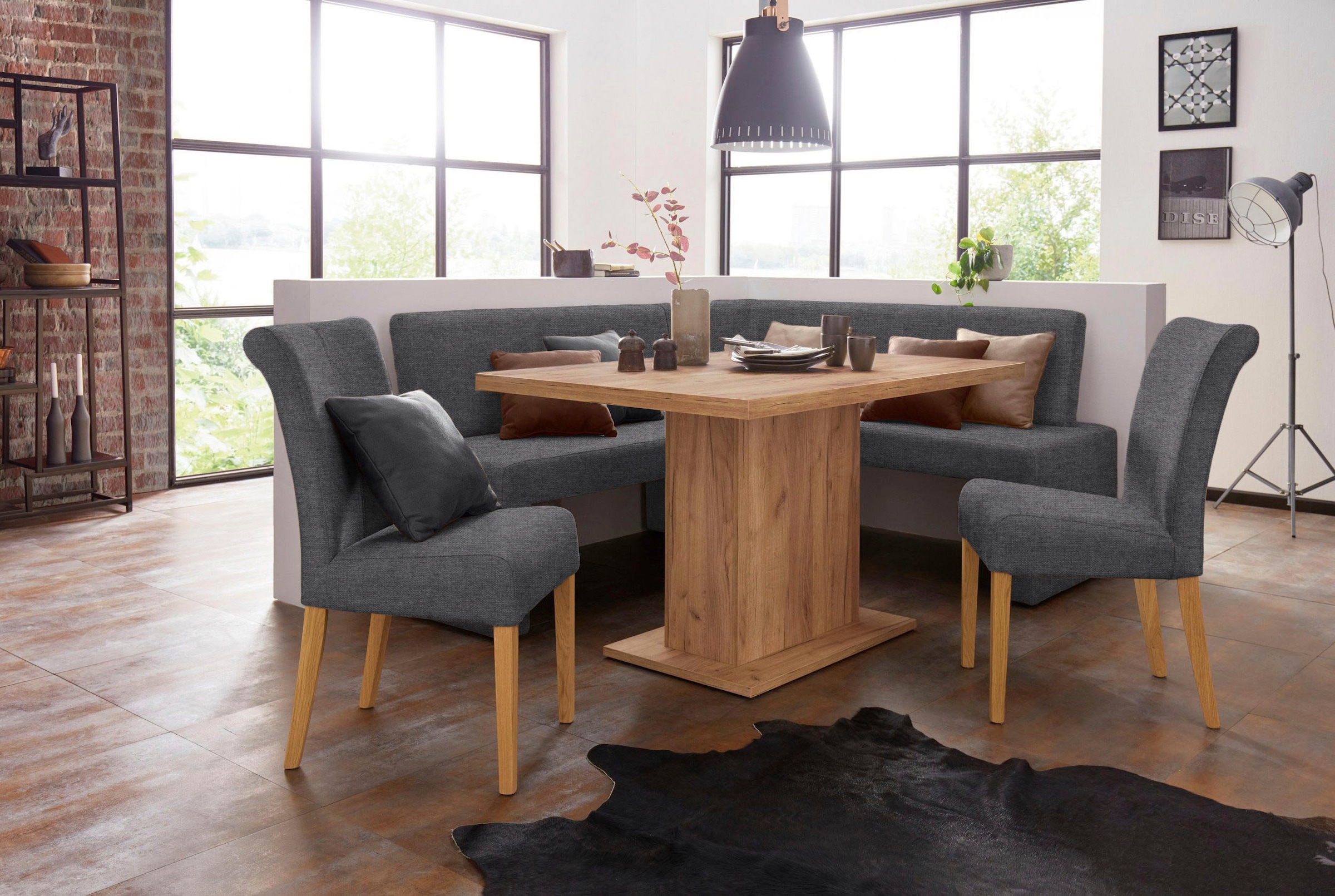 Home affaire Chaise à 4 pieds »Barcelona« (Set) 2 cuisStuhlbeine aus Massivholz, Sitz und Rücken gepolstert