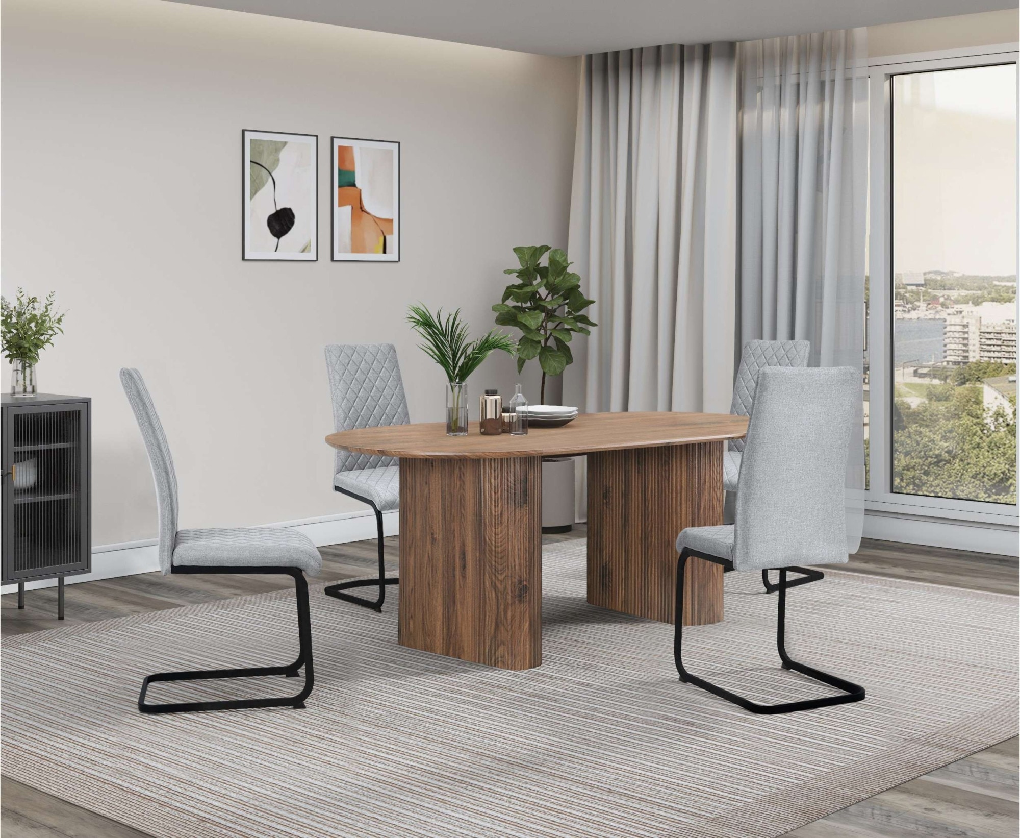 GOODproduct Esstisch »Bostonia« ovaler Esstisch, Beine mit Rillenstruktur, pflegeleicht, Höhe 76 cm